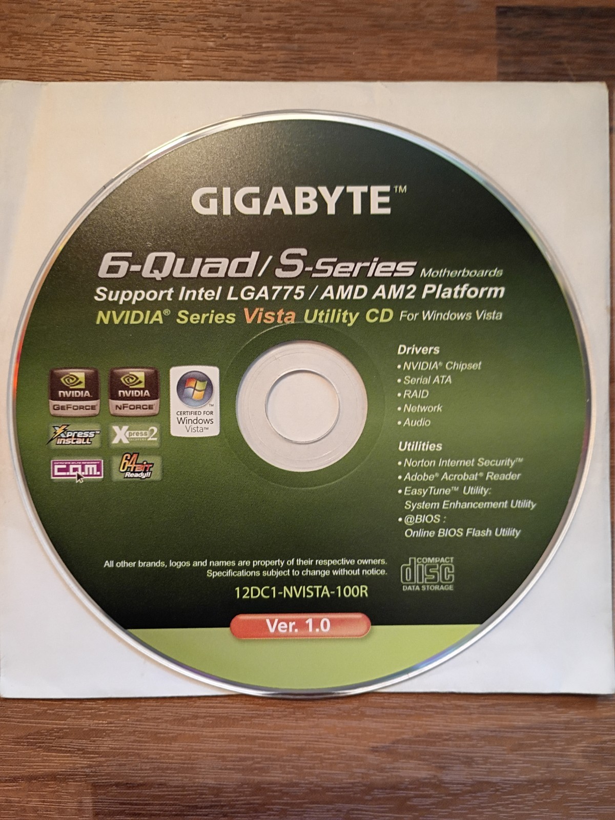Gigabyte 6-Quad – S-Series -Supports Intel LGA775 /AMD AM2 Platforms Ver. 1.0 CD