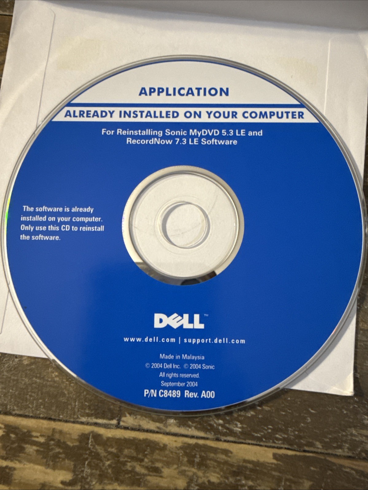 Dell Application Sonic MyDVD 5.3 LE Software PC Cd Rom
