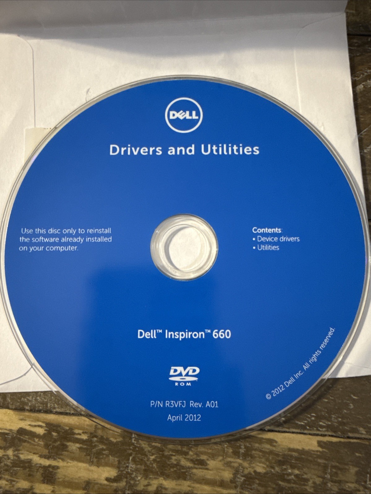 Dell Drivers & Utilities Inspiron 660 Software PC Cd Rom