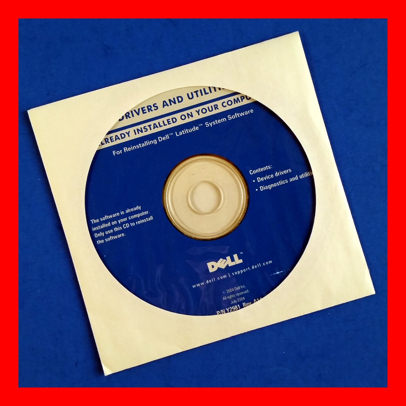 Dell Latitude D600 D800 System Software Reinstallation CD-ROM Drivers Diagnostic