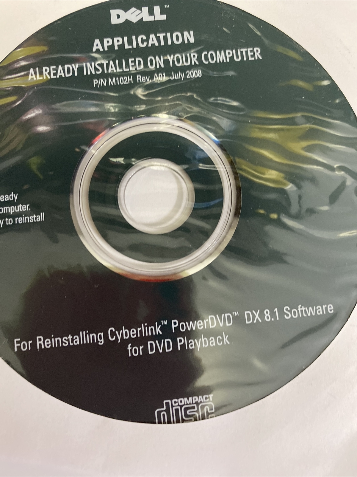 LN 2008 Dell Application Reinstalling Cyberlink Power DVD DX 8.1 Software M102H