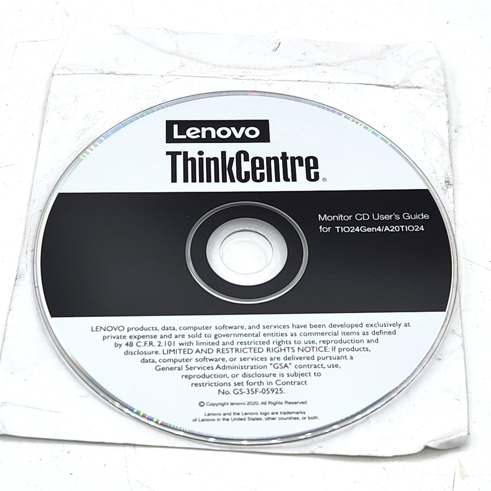 Lenovo ThinkCentre CD-ROM Software Disc for TIO24Gen4 & A20TIO24 23.8″ Monitor