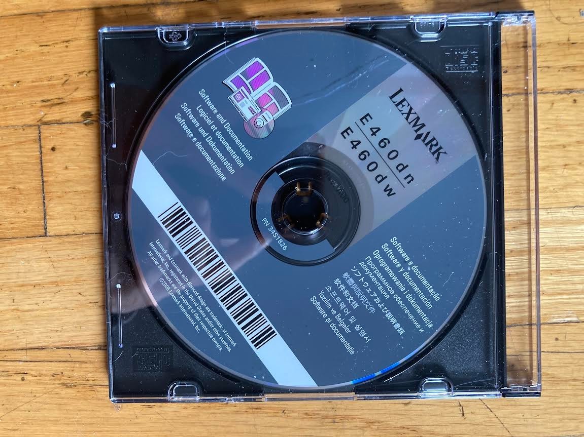 Genuine Lexmark E460dn E460DW CD ROM Software CD Driver Disk 34S1826
