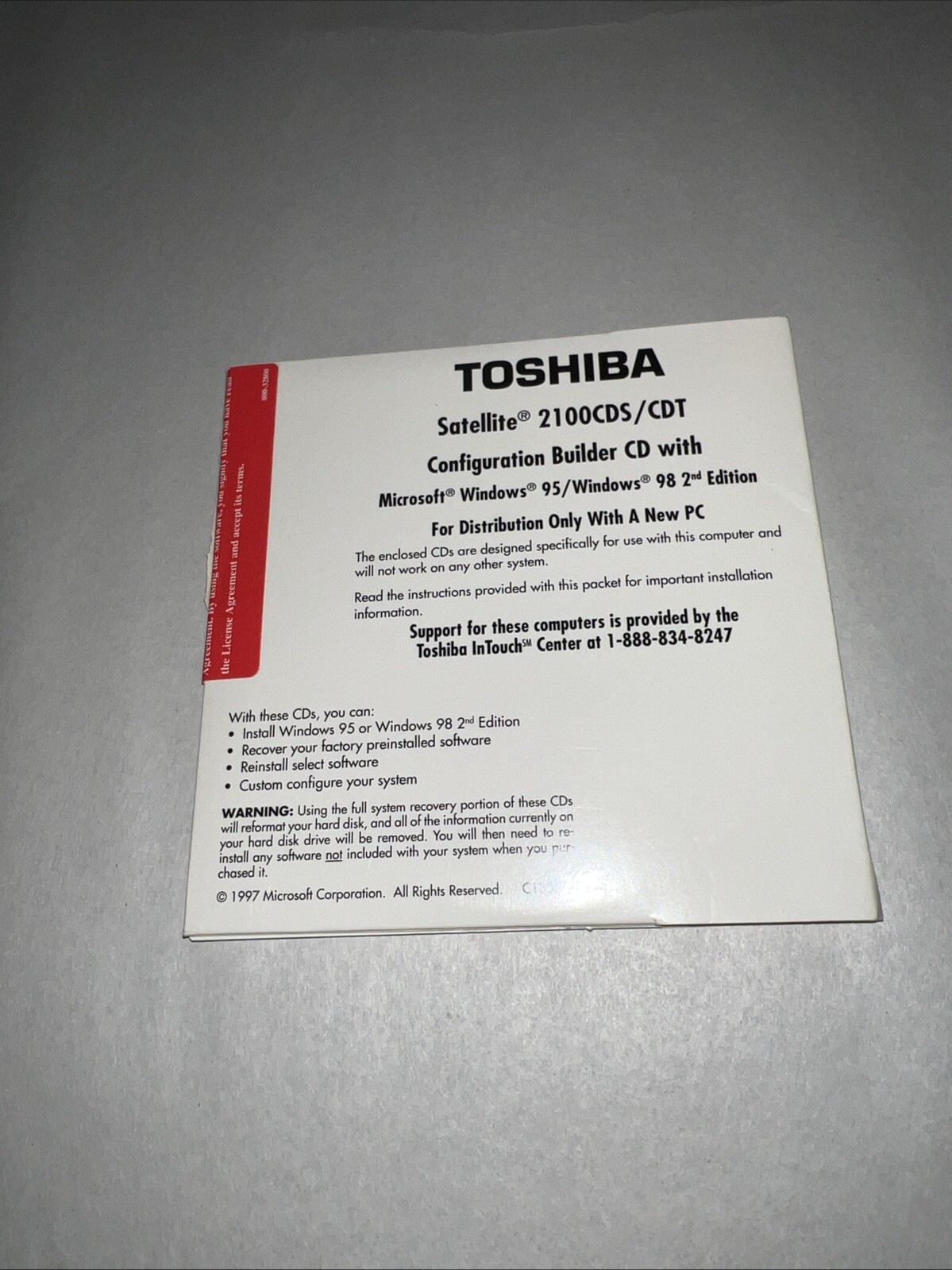 Toshiba Configuration Builder CD Satellite 2100CDS/ CDT W/ Windows 95/98