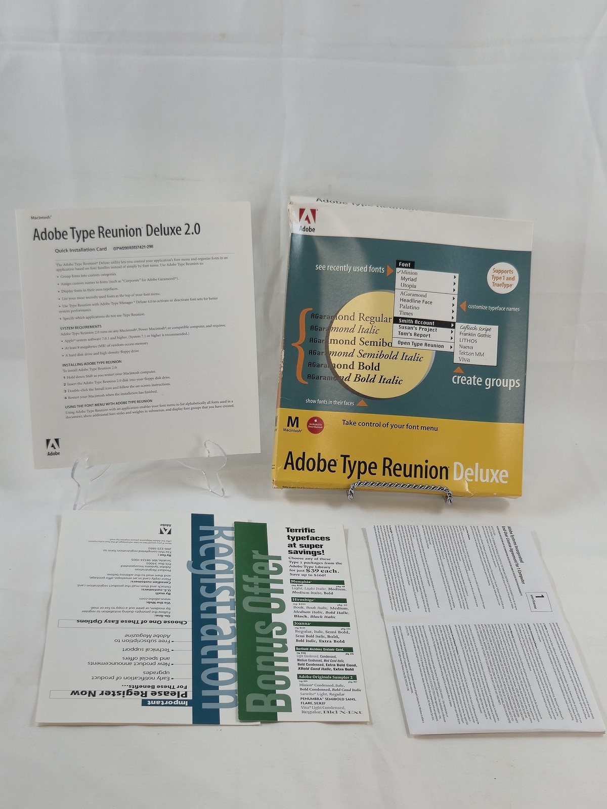 Adobe Type Reunion Deluxe 2.0 Macintosh Font Management Utility Software Vintage