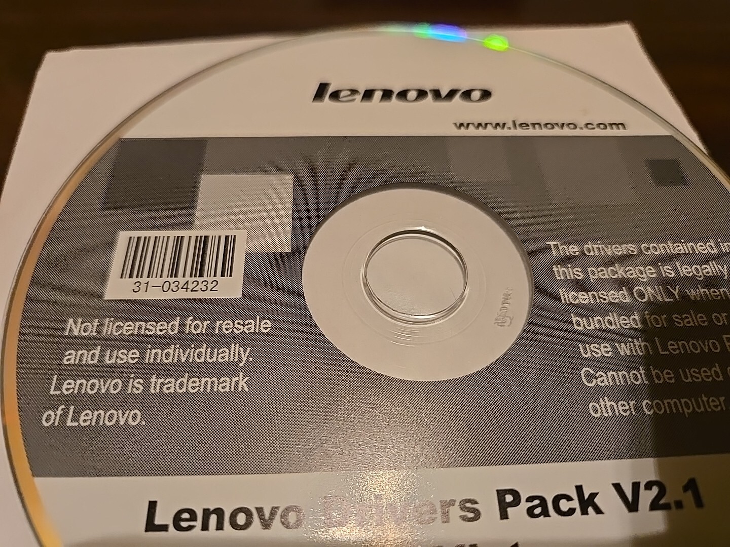 Lenovo Drivers Pack V2.1 For Vista – 31-034232 – See Pictures!