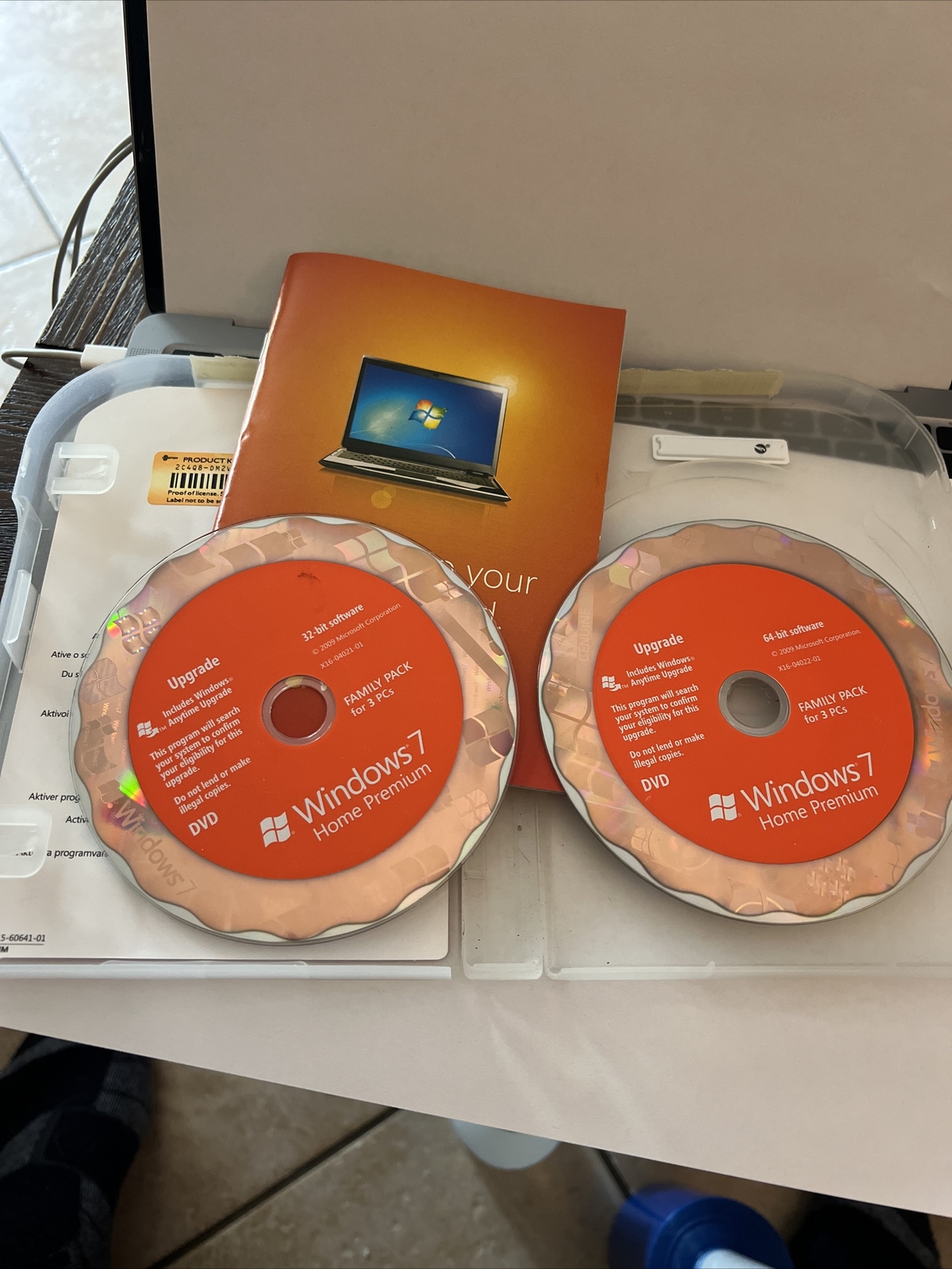 Used Microsoft Windows 7 Home Premium Upgrade 32 Bit and 64 Bit DVDs MS WIN
