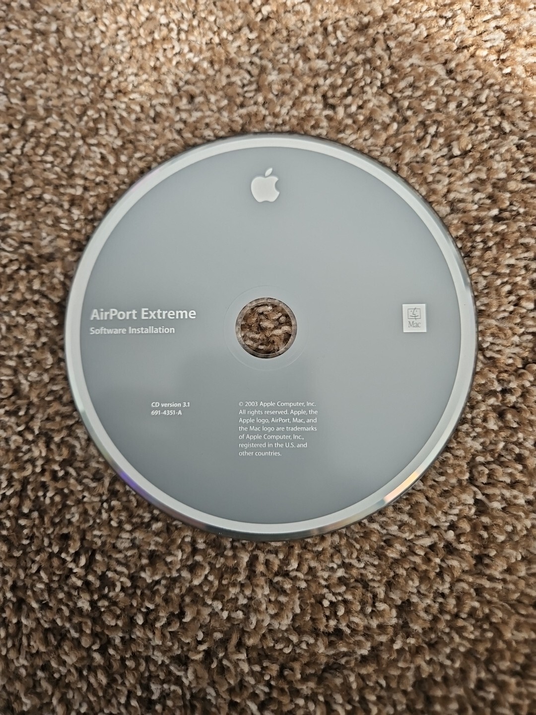 Apple AirPort Extreme Software Installation Disc For Mac IOS. Ver 3.1 6914351A