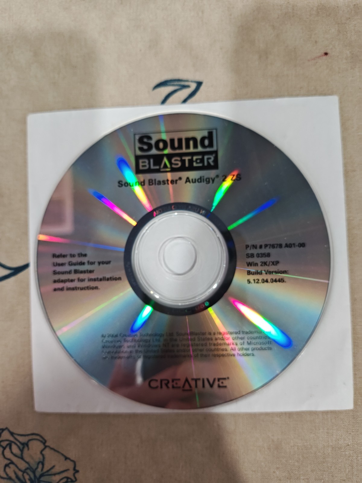 Sound Blaster Audigy 2 ZS P7678 Installation CD