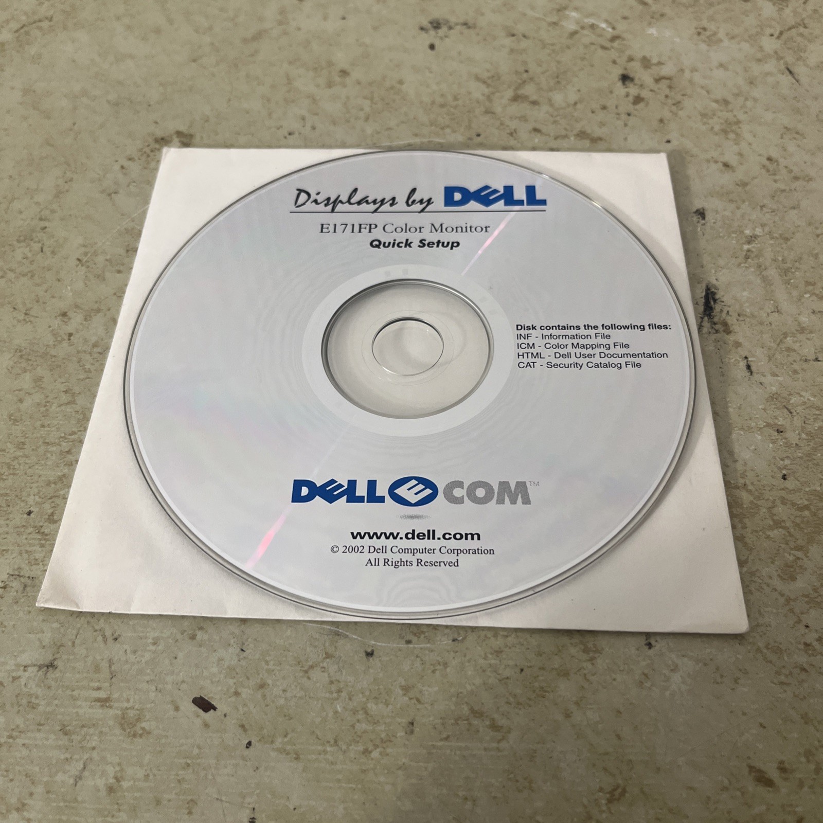 Dell Displays E171FP Color Monitor Quick Setup CD
