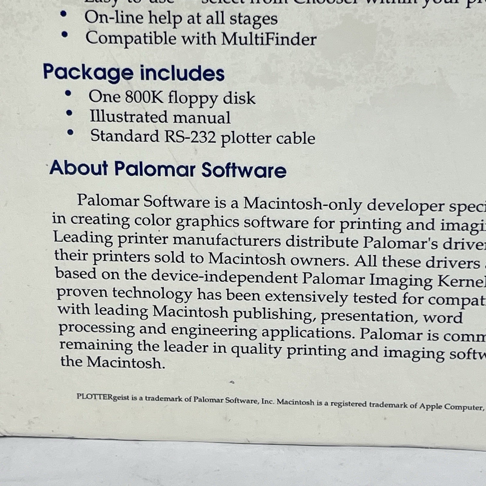 Vintage Macintosh Apple Plotter Geist Plot Program Driver Software Palomar New