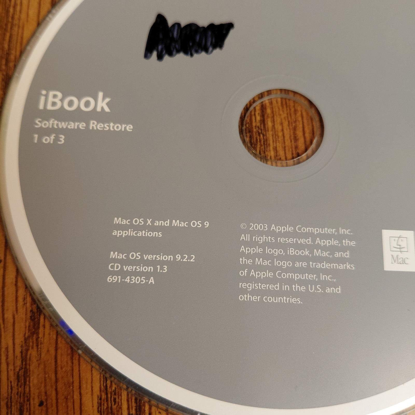 2003 Macintosh Mac iBook Disc v1.3 Software Restore For Mac OS X 9 9.2.2 3 CDs