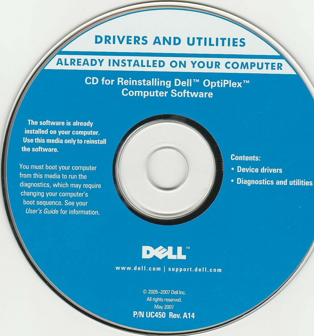 NEW OEM Dell CD Optiplex PC UC450 0TC935 Drivers Utilities 330 740 745 755 Disc