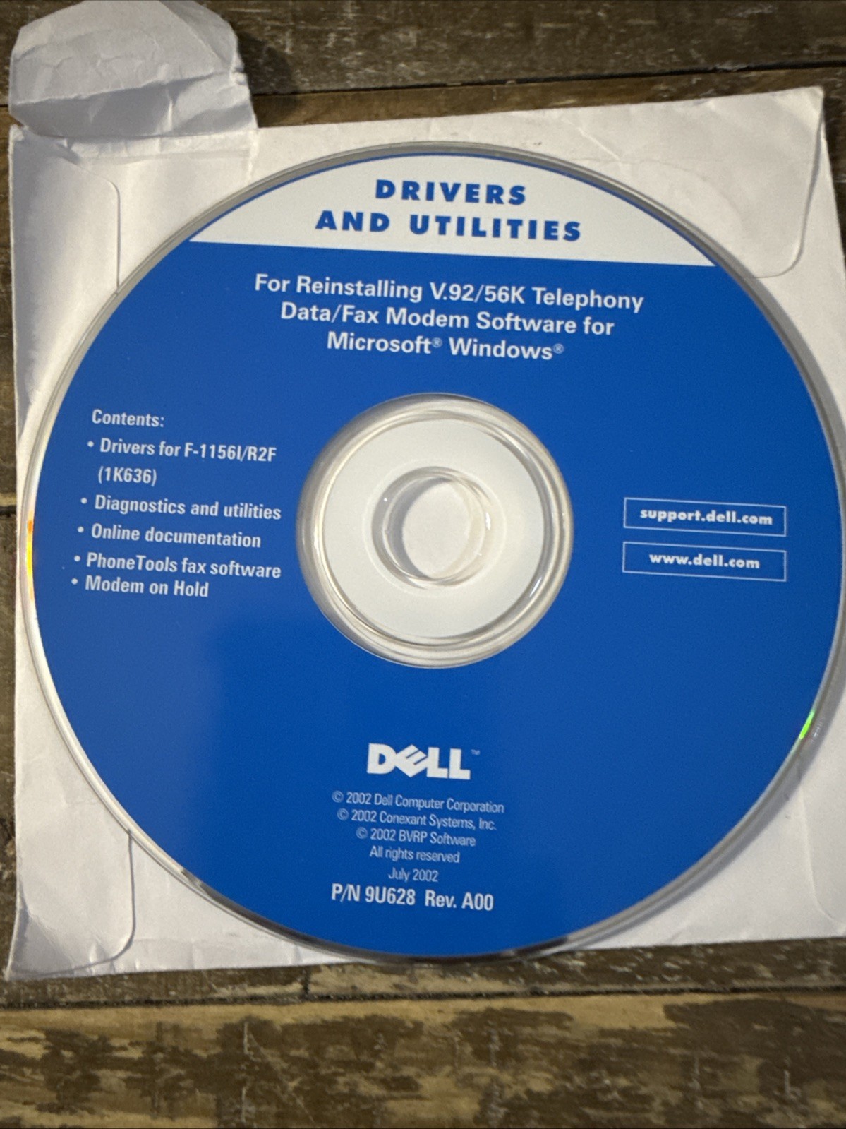 Dell Drivers & Utilities V.92/56k Telephony/Fax Modem Software PC Cd Rom