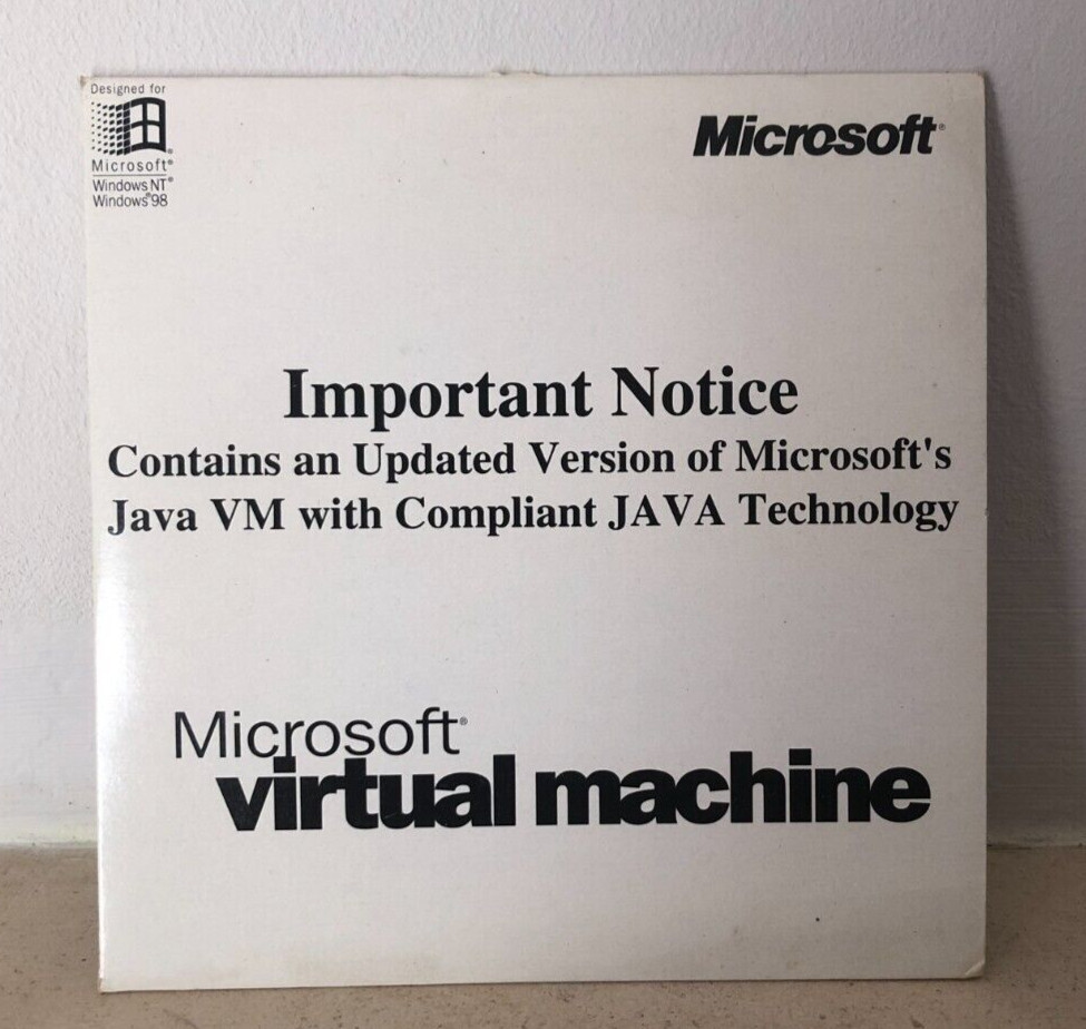 Vintage CD Software Microsoft Virtual Machine 1999 Portugal edition Rare NT/98