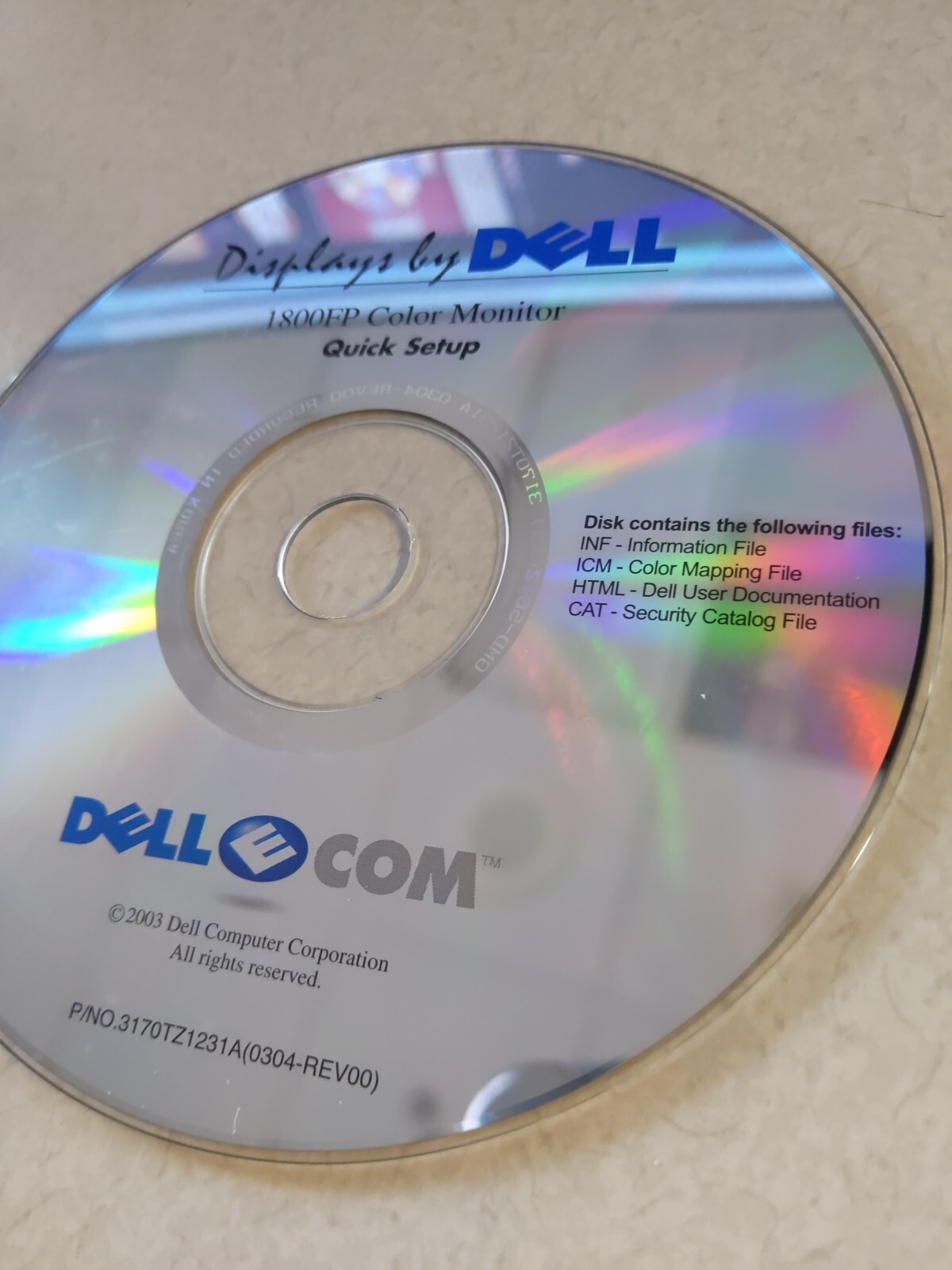 Displays By Dell 1800FP Color Monitor Quick Setup CD Disk