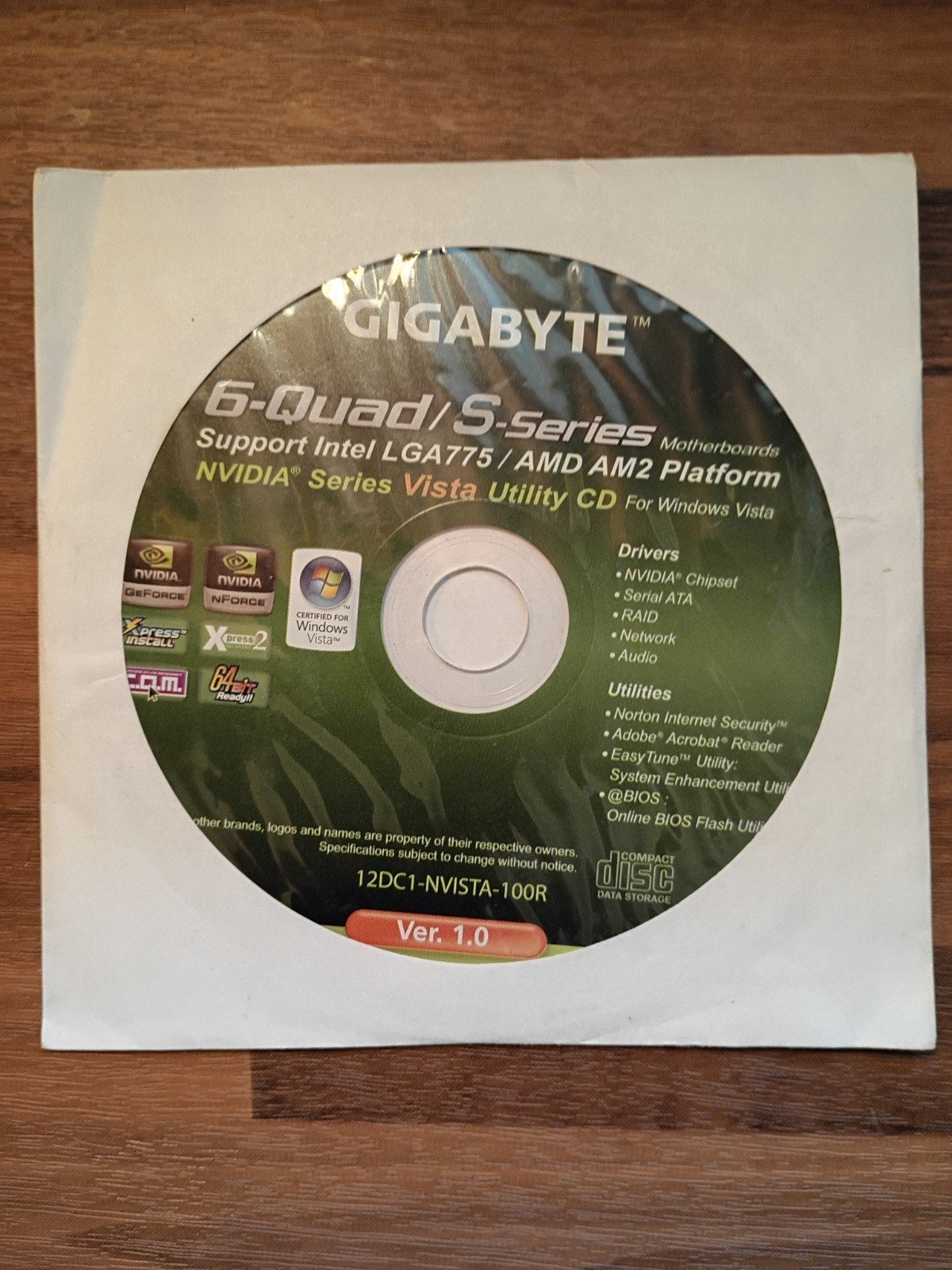Gigabyte 6-Quad – S-Series -Supports Intel LGA775 /AMD AM2 Platforms Ver. 1.0 CD