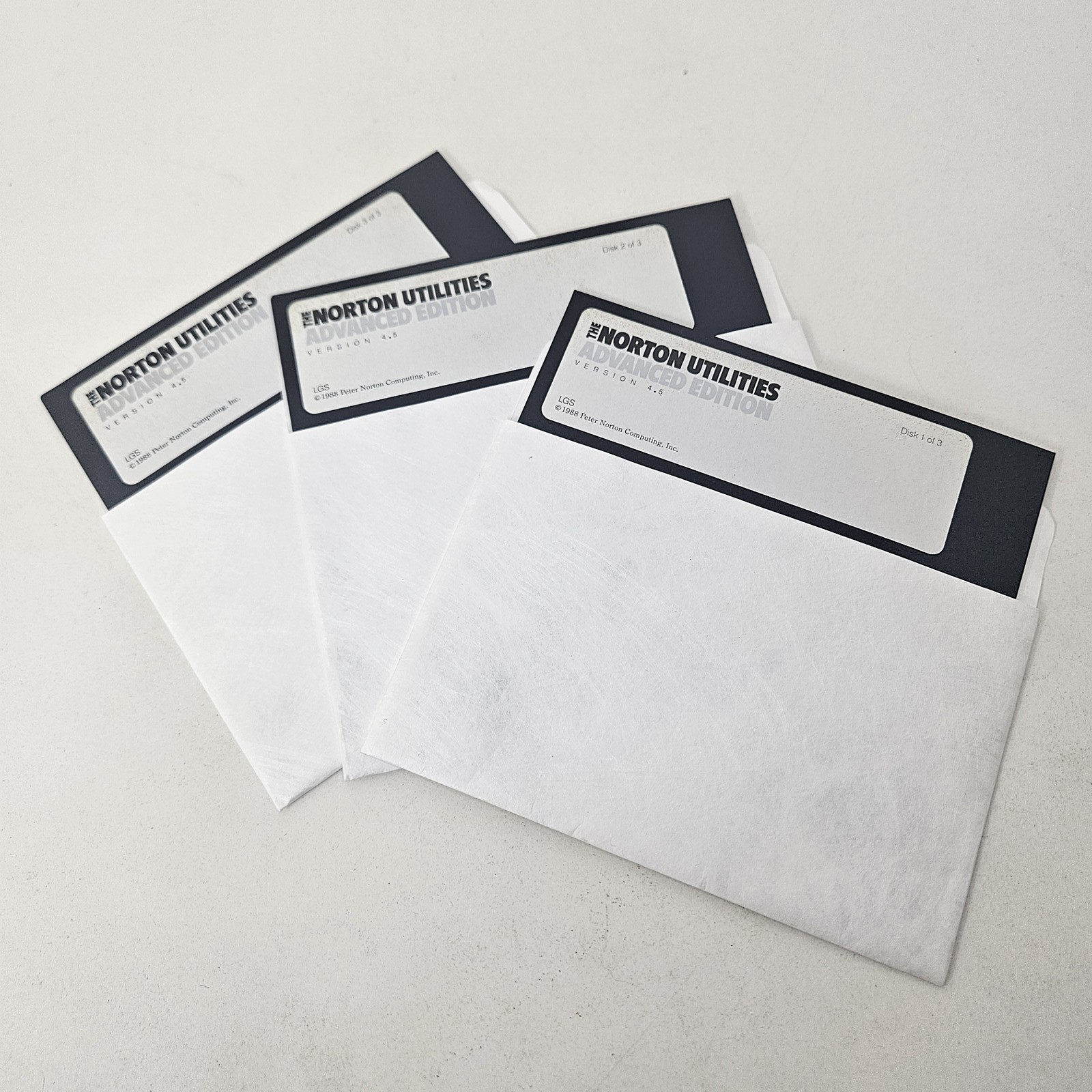 Vintage Norton Utilities Advanced Edition 4.5 5.25 Floppy Disks Set (3) MS-DOS