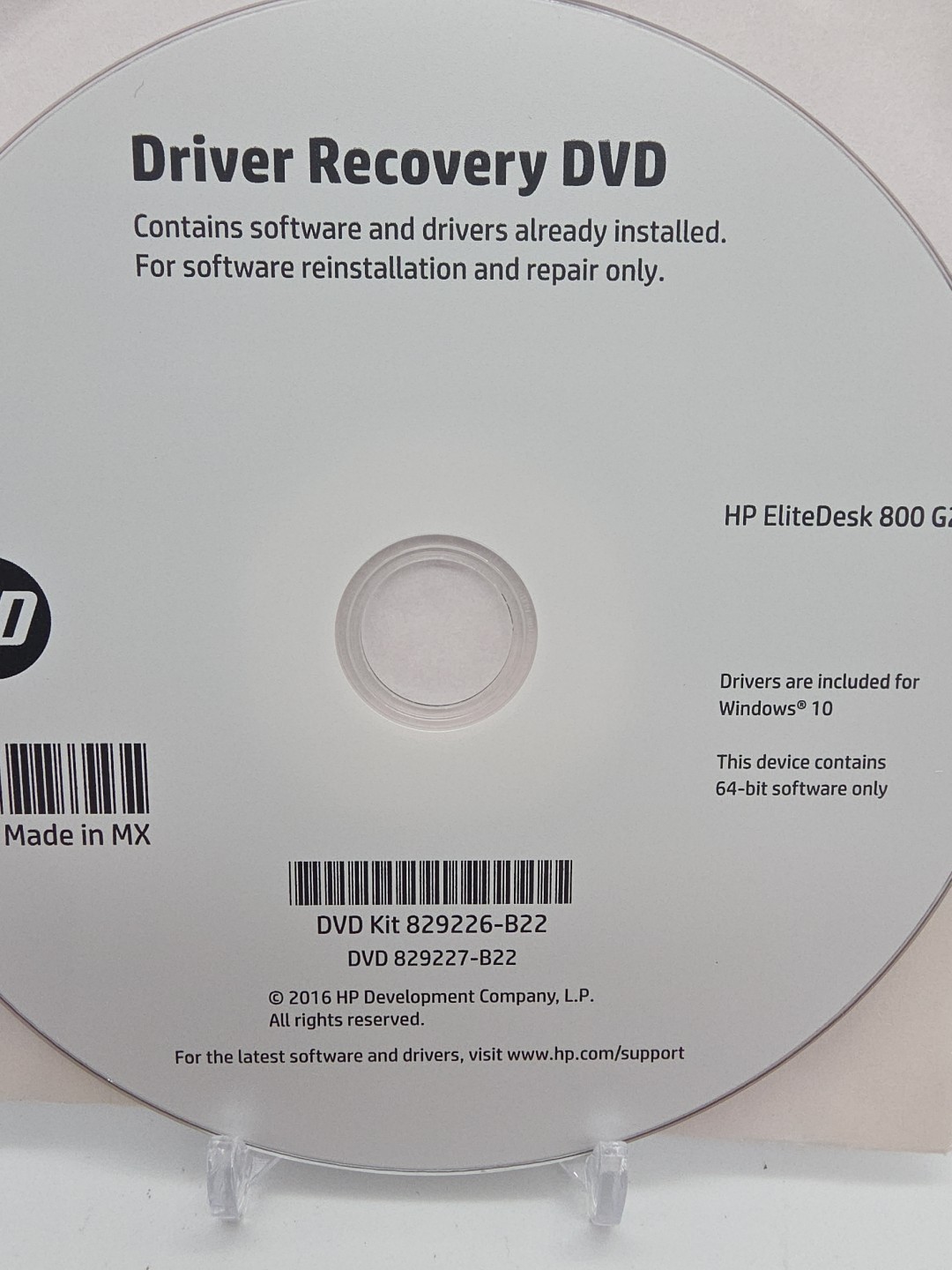 Hp Driver Recovery DVD, Hp EliteDesk 800 G2, DM Windows 10 2016