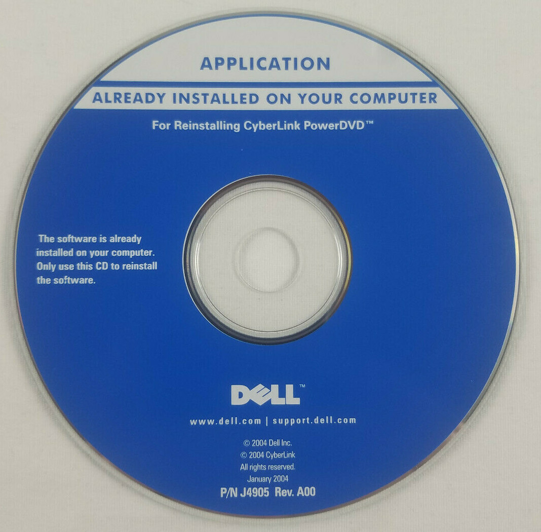 Dell Applications DVD CD P/N J4905 Rev A00 January 2004 Cyberlink PowerDVD