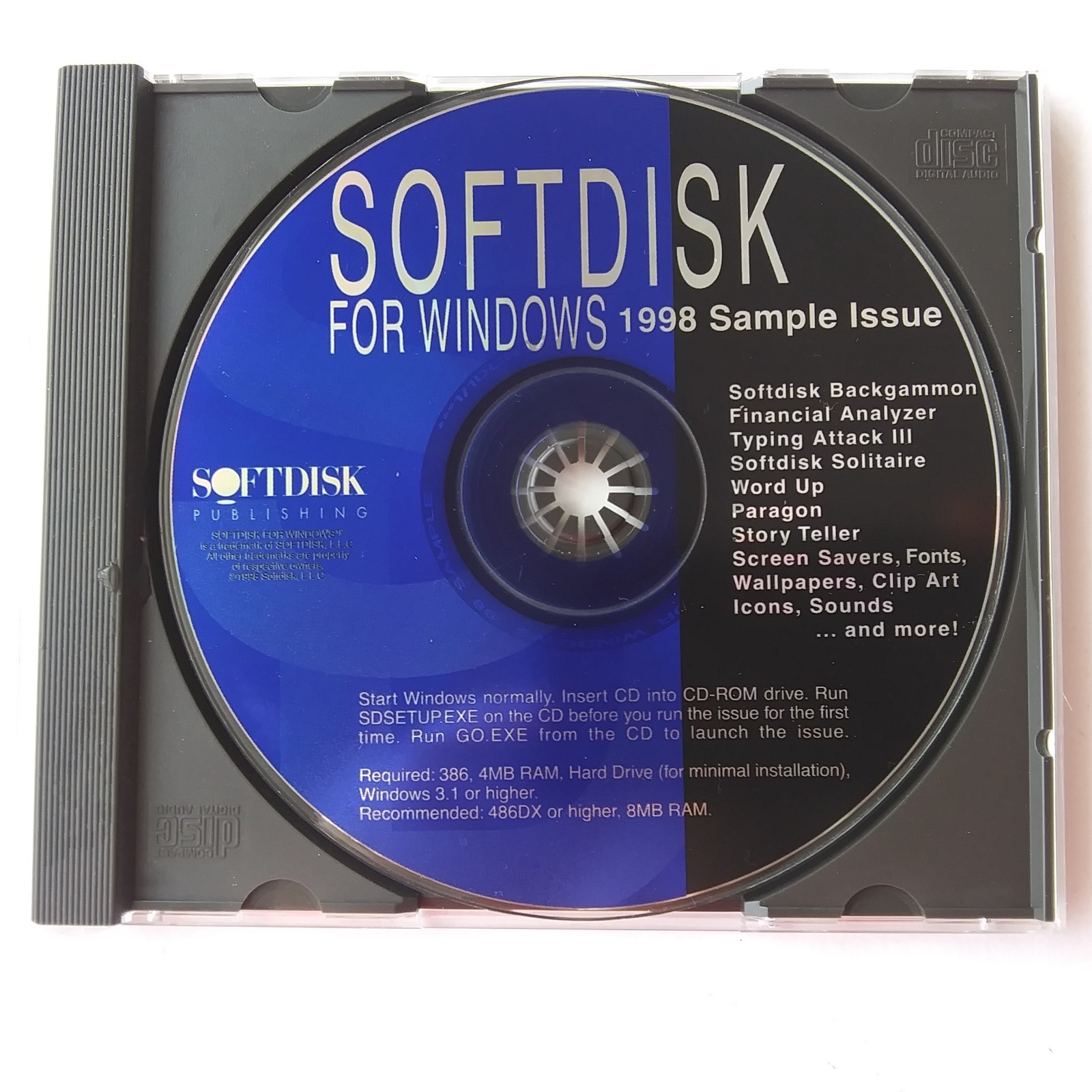 Softdisk for Windows 1998 Sample Issue CD-ROM Games Utilities Software Disc