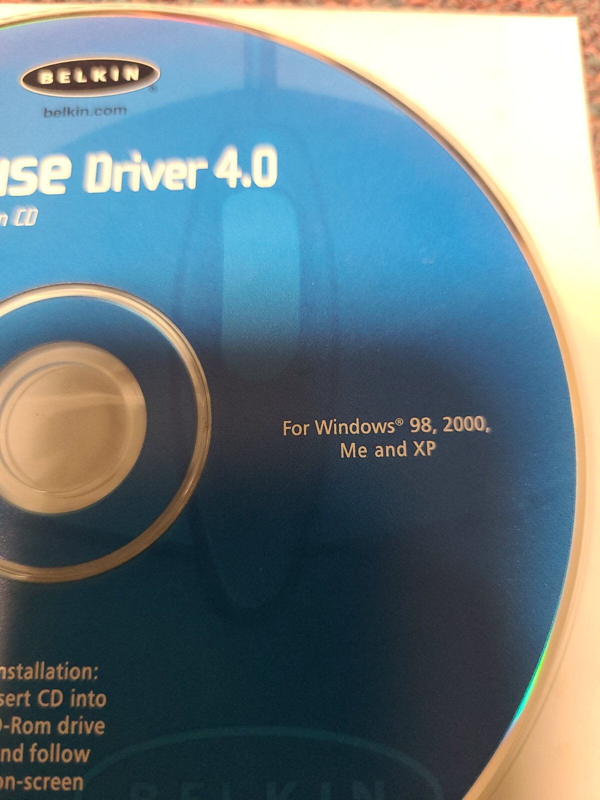 Belkin Mouse Driver 4.0 Installation CD-Rom/ Windows 98, 2000 ME & XP/ P-81402