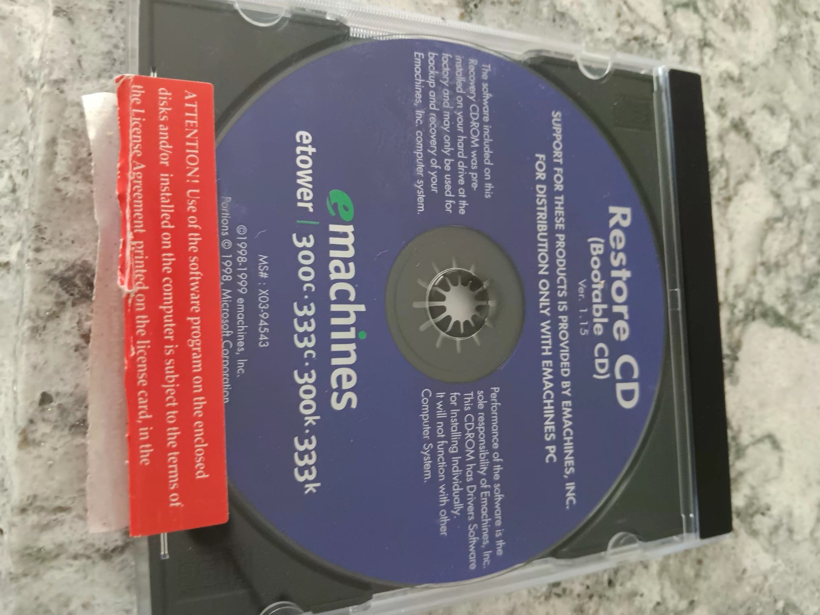 EMachines Ver 1.5 Restore CD (Bootable CD) 1999-2000
