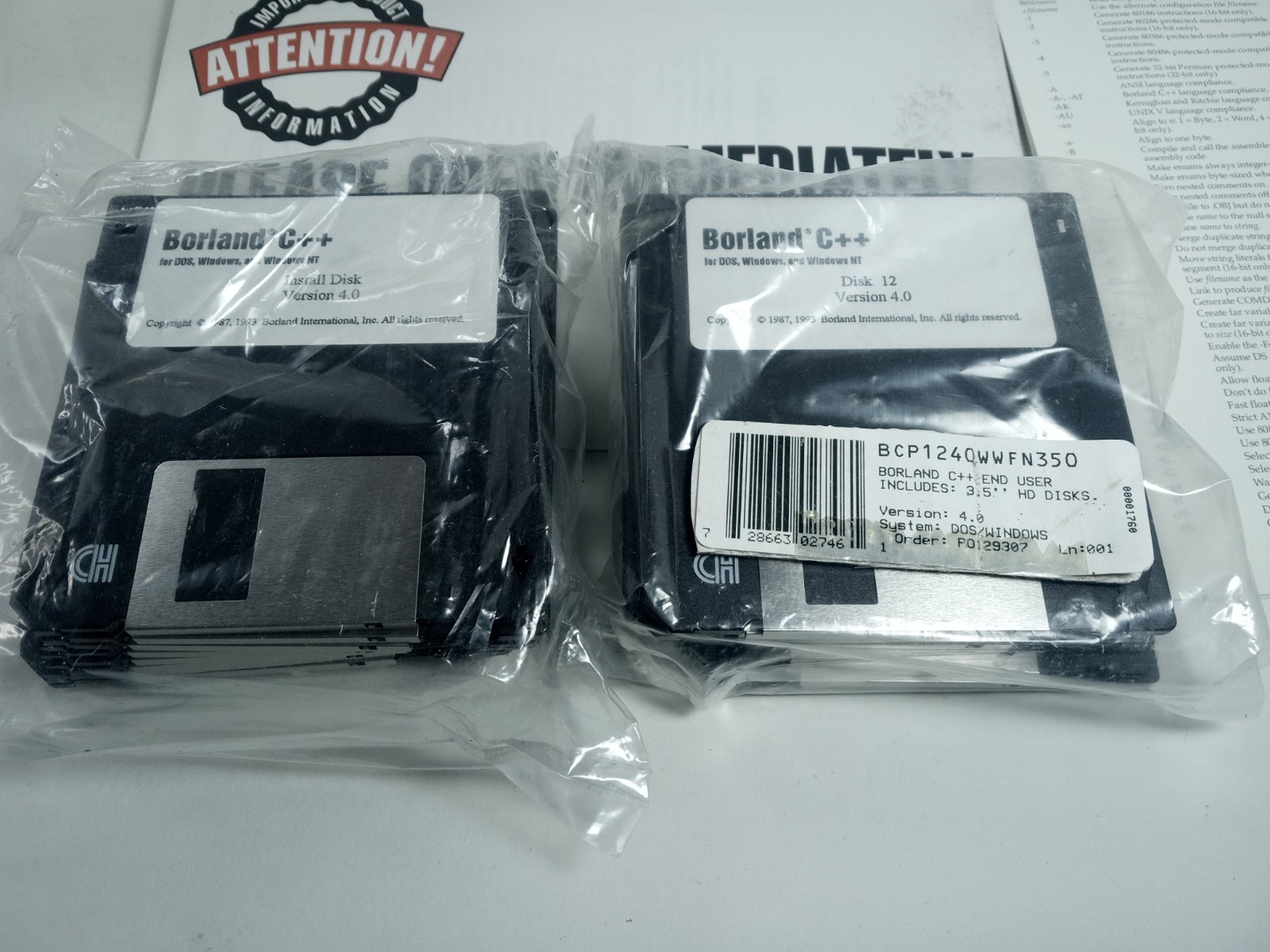 Borland C++ 4.0 Application & Framework Set DOS Windows Disks Manuals 3.5″ Disks