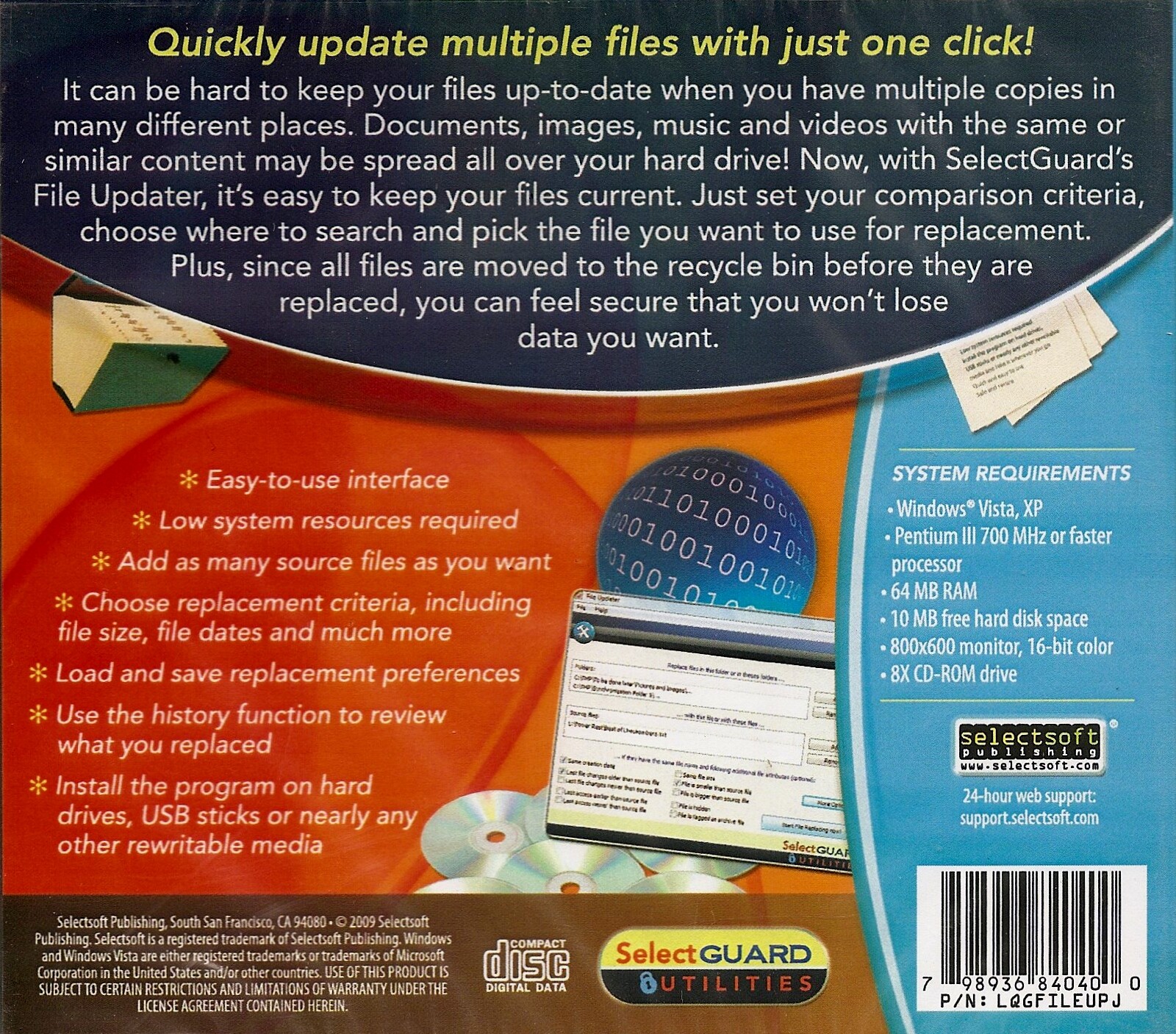 SelectGuard File Updater * PC Windows 10 / 8 / 7 / Vista / XP * New & Sealed