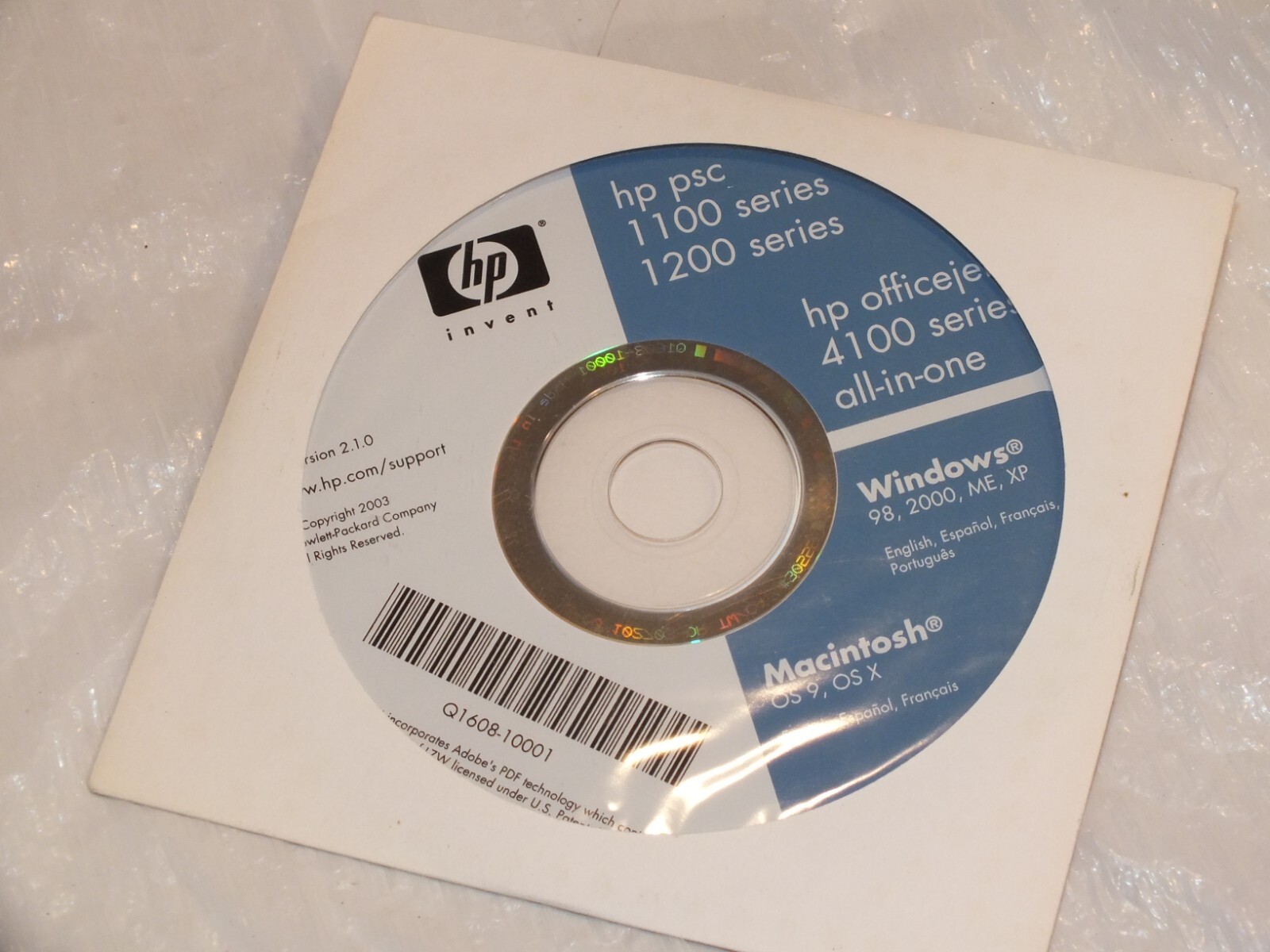 HP PSC 1100/1200 OfficeJet 4100 Series Driver Q1608-10001 Win/Mac