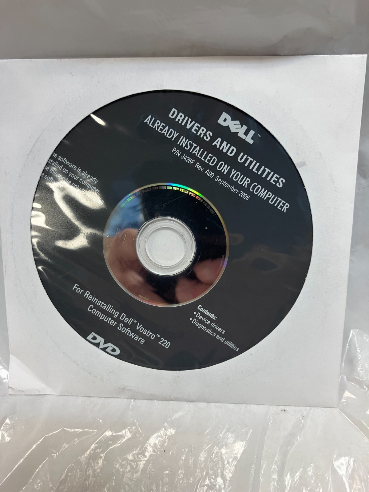 Dell J426F Driver & Utility Reinstall DVD Disc for Vostro 220