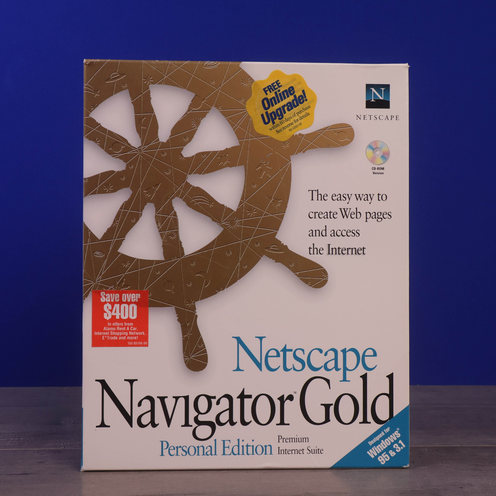 Vtg NETSCAPE NAVIGATOR Gold Browser BIG BOX COMPLETE Windows 95 & 3.1 CD 1996