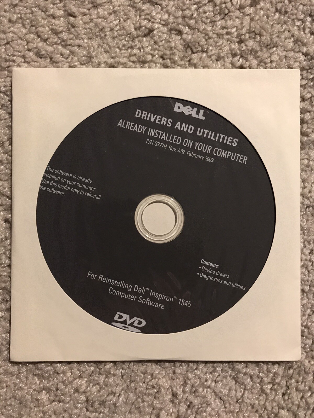 Dell Drivers & Utilities:Dell Inspiron 1545 Computer Software DVD Webcam 3CD NEW