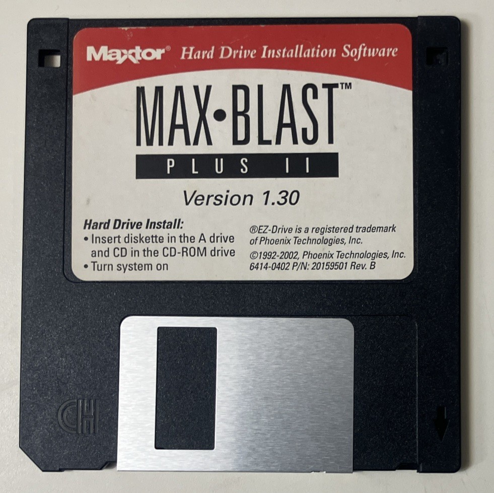 Maxtor MaxBlast Plus v1.1M v1.30 Hard Drive Install Software