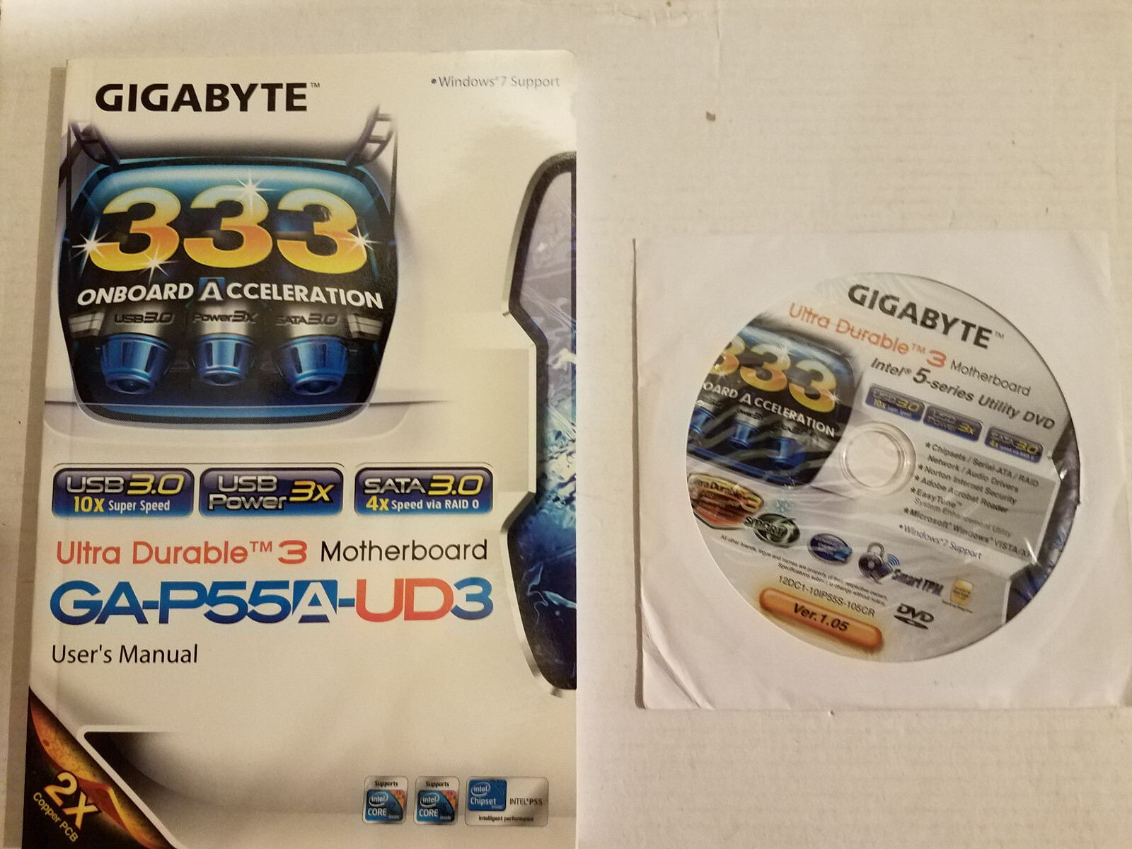 Gigabyte GA-P55A-UD3 Manual Drivers and Utilities CD/DVD