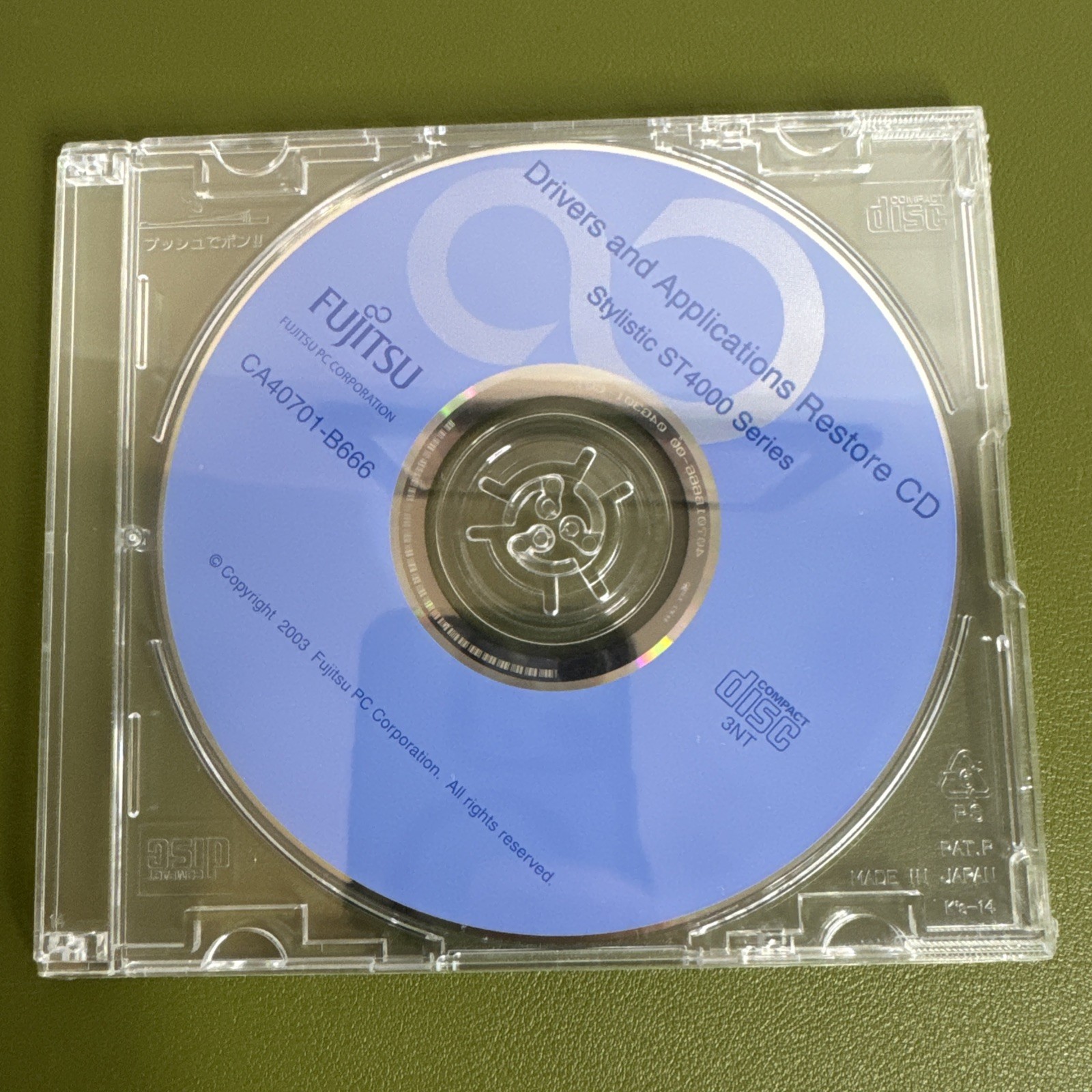 Vintage Fujitsu Stylistic St4000 Series Drivers-Applications Restore CD, NEW
