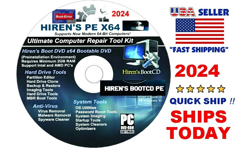 Hiren’s Boot CD/DVD•Windows Recovery•HDD,SSD Repair&Clone•Virus Removal & More
