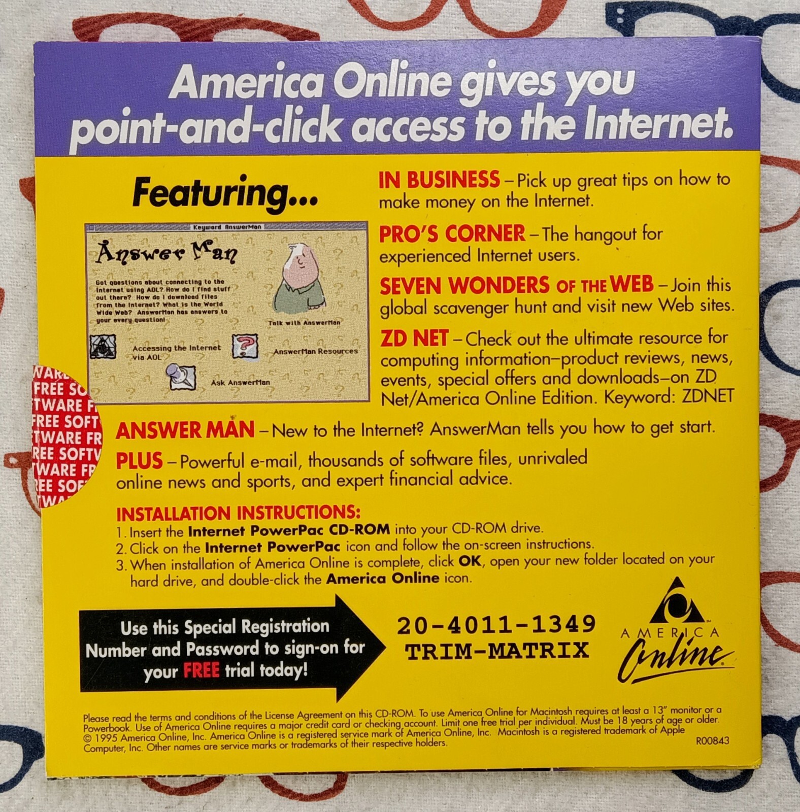 America Online Internet Power Pac 1995 Macintosh CD-ROM MacUser Magazine