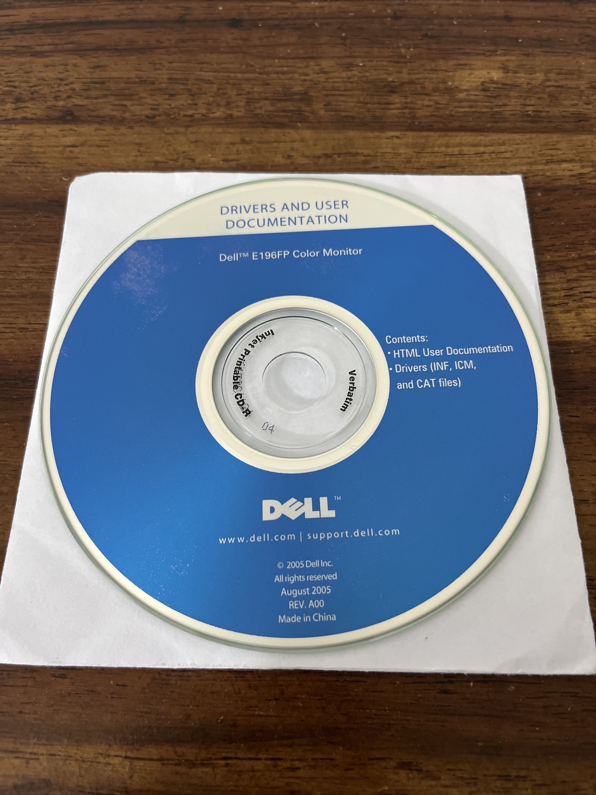 Drivers and User Documentation for Dell E196FP LCD Monitor DISK ONLY