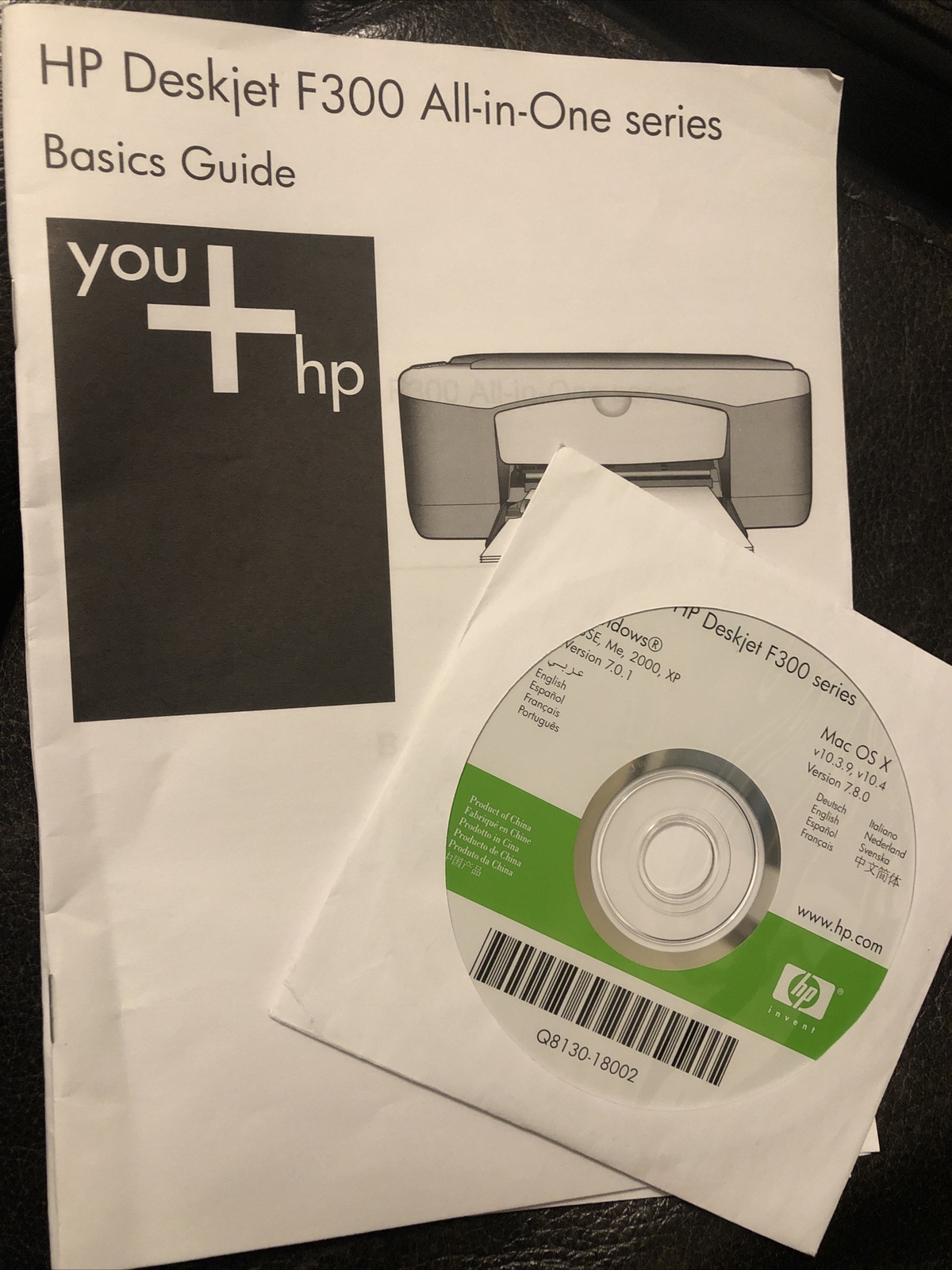 HP Deskjet F300 Series Disk/Guide Windows 98SE, ME, 2000, XP, VER 7.0.1~Mac OS X