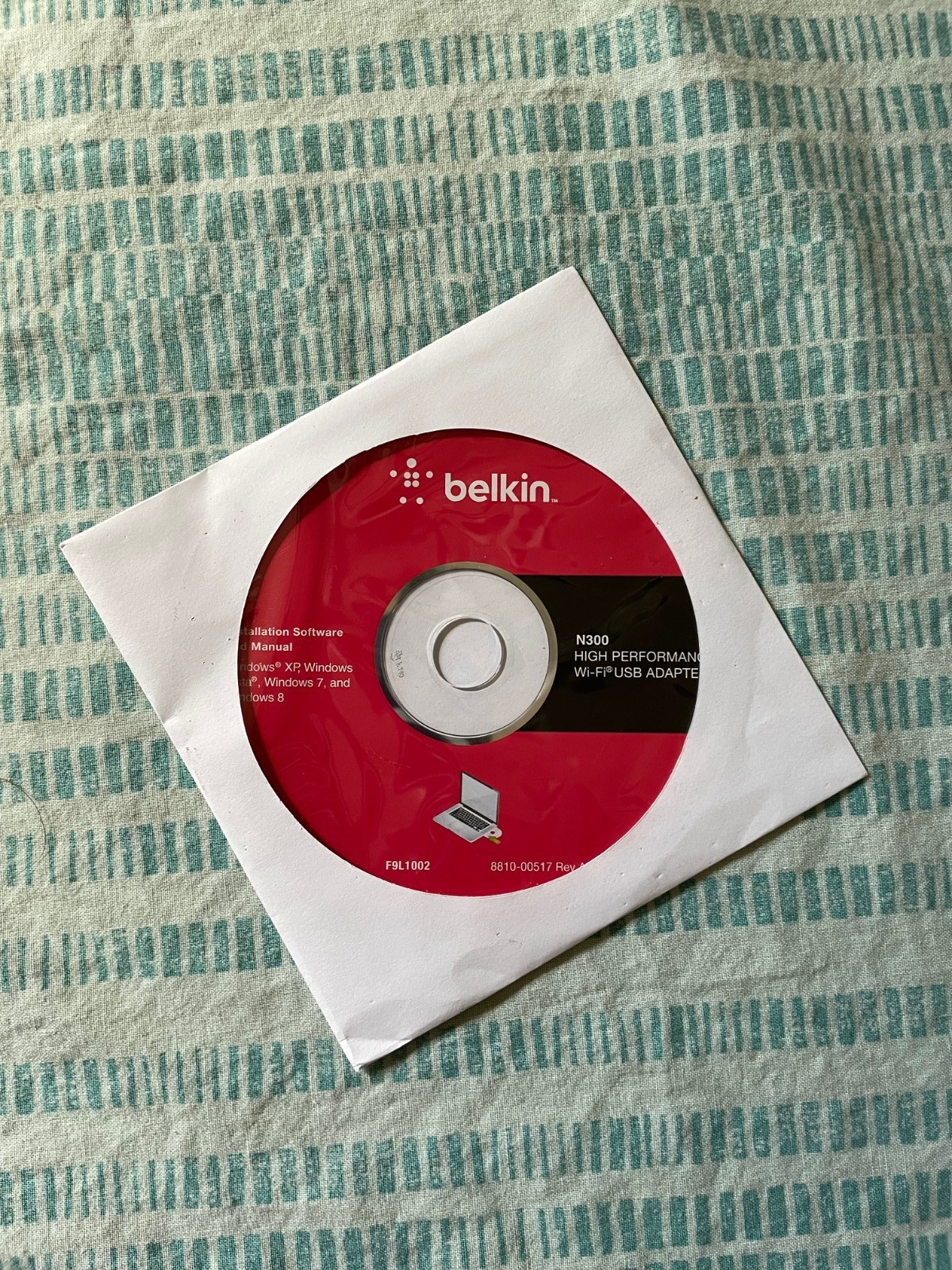BELKIN N300 WIFI USB ADAPTER DRIVERS ORIGINAL SOFTWARE CD-ROM WI-FI – No scratch
