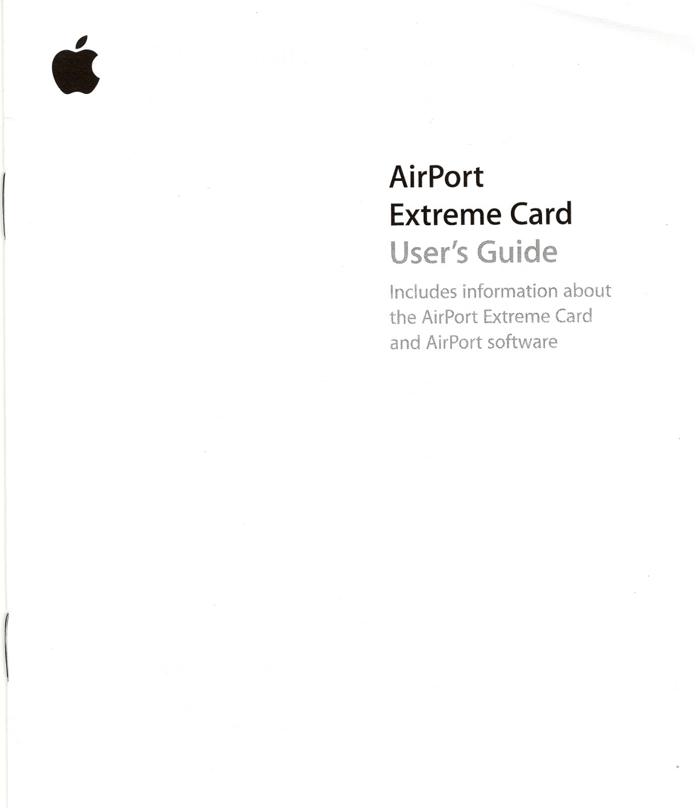 Apple AirPort Extreme Card User’s Guide & Software Installation CD Vr. 4.1 New