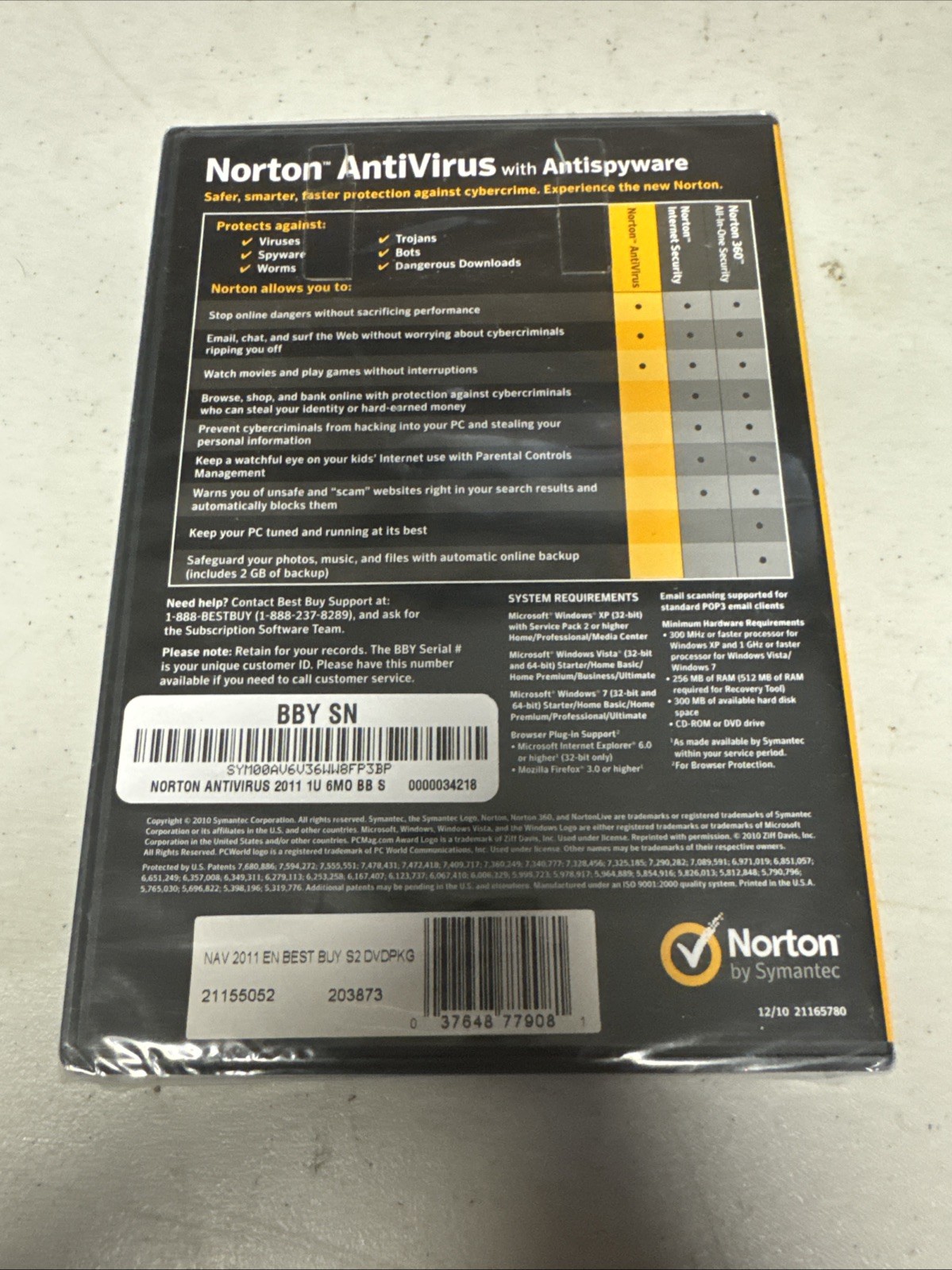 Norton AntiVirus 2011 with AntiSpyware by Symantec for Win 7/Vista/XP – Sealed