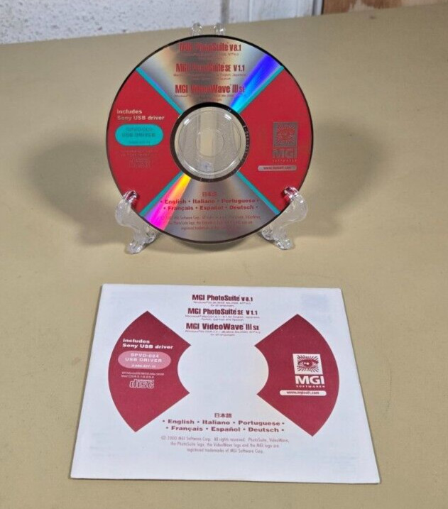 2000 Sony SPVD-004 Driver Disc MGI Software Photo Suite 8.1 Bundle Windows Mac
