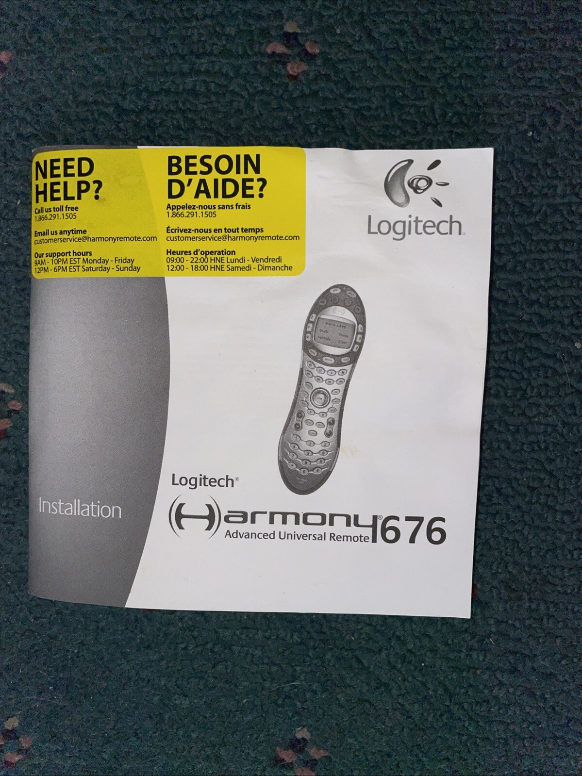 Logitech Harmony Advanced Universal Remote 676Guide &2 Face Plates & 2,Cables