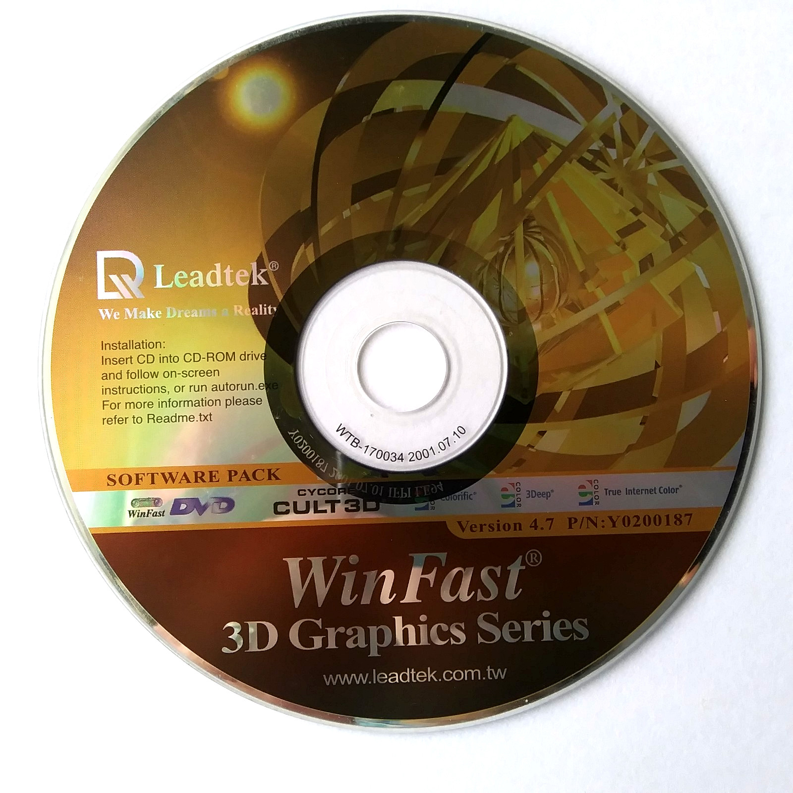 Leadtek WinFast 3D Graphics Software CD Cult3D DVD Utility PC Driver Suite