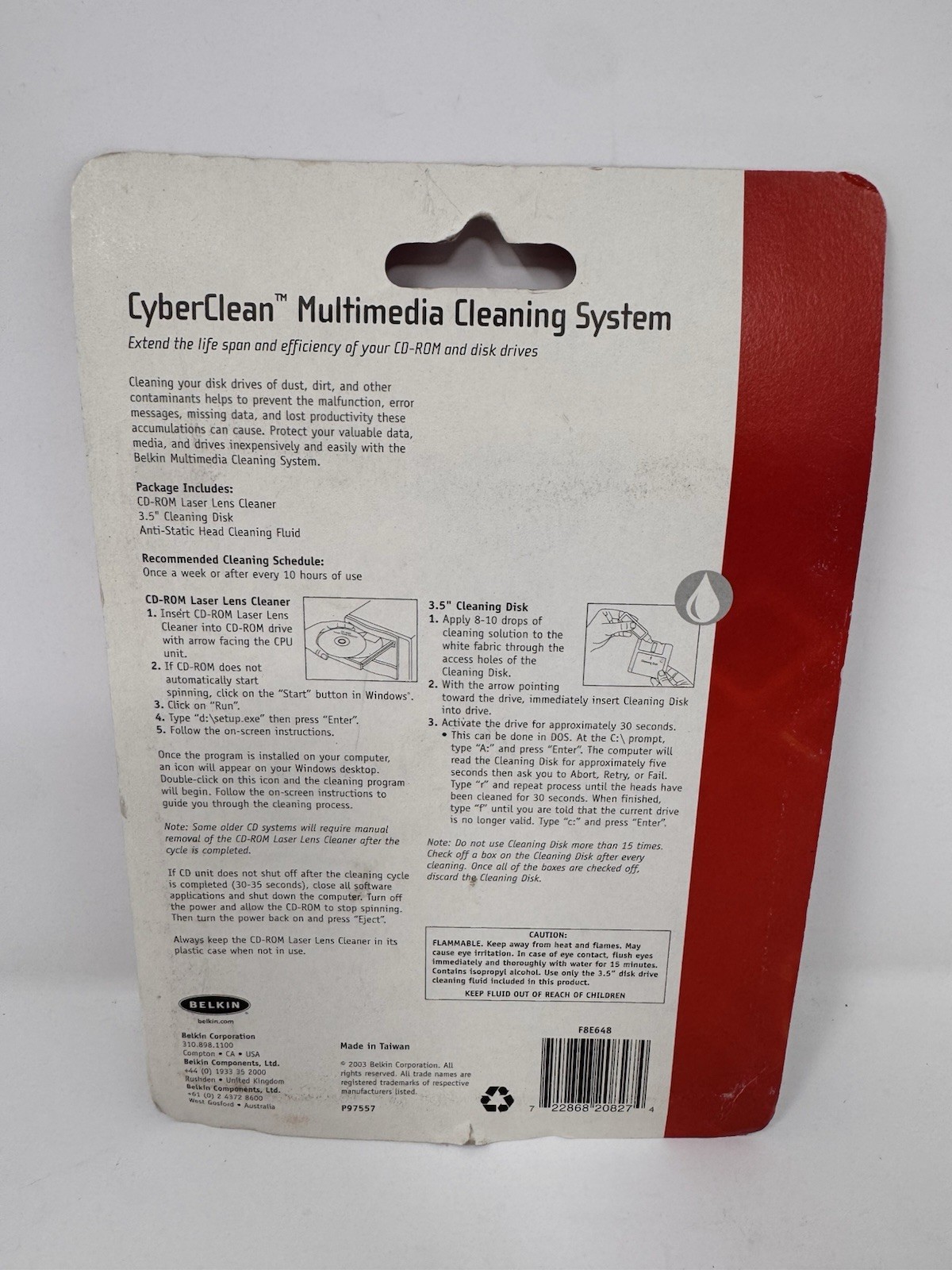 Belkin CyberClean Multimedia Cleaning System CD-ROM Laser Lens Cleaner
