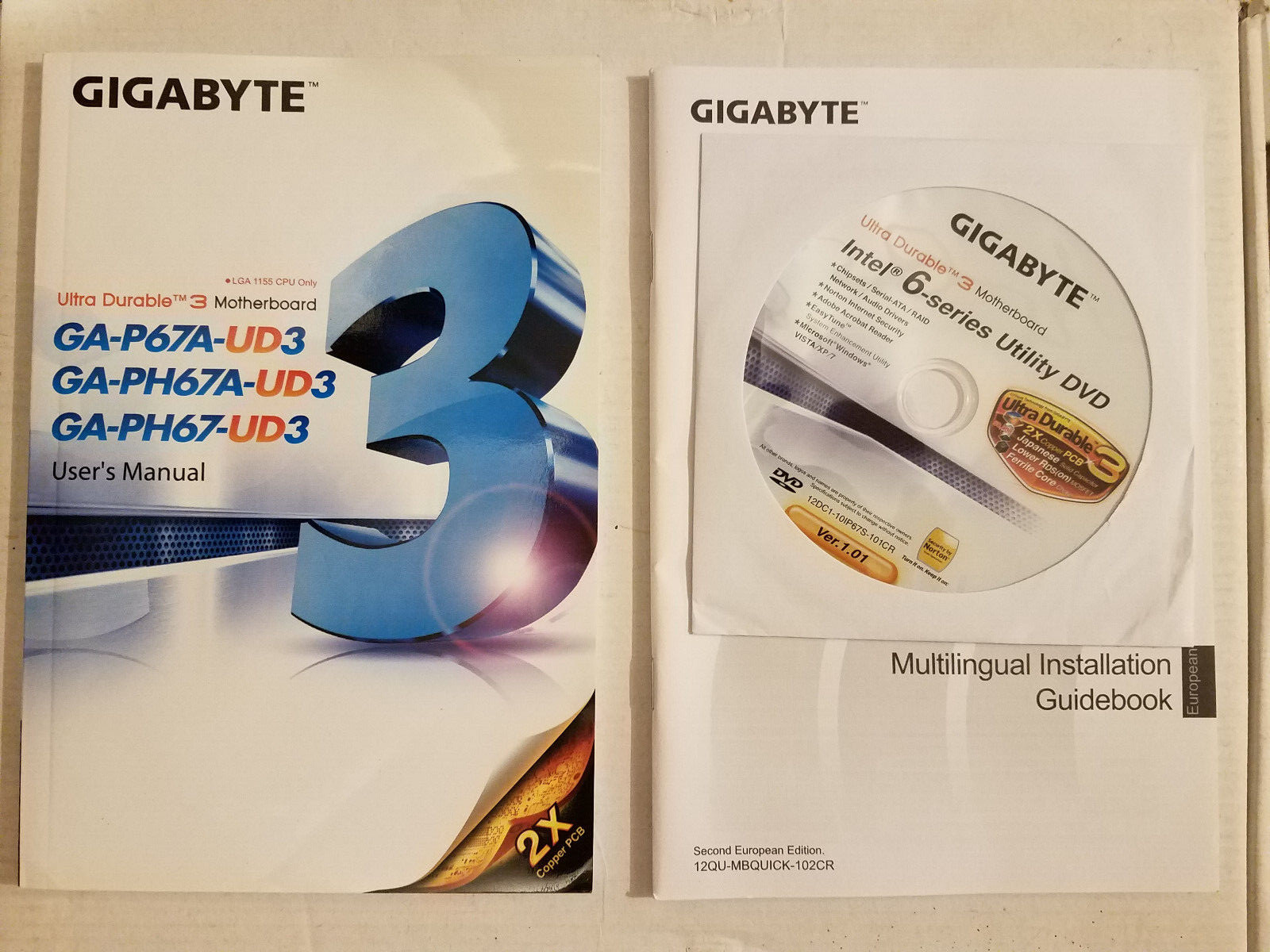 Gigabyte GA-P67A-UD3 GA-PH67A-UD3 PH67-UD3 Manual Drivers and Utilities CD/DVD