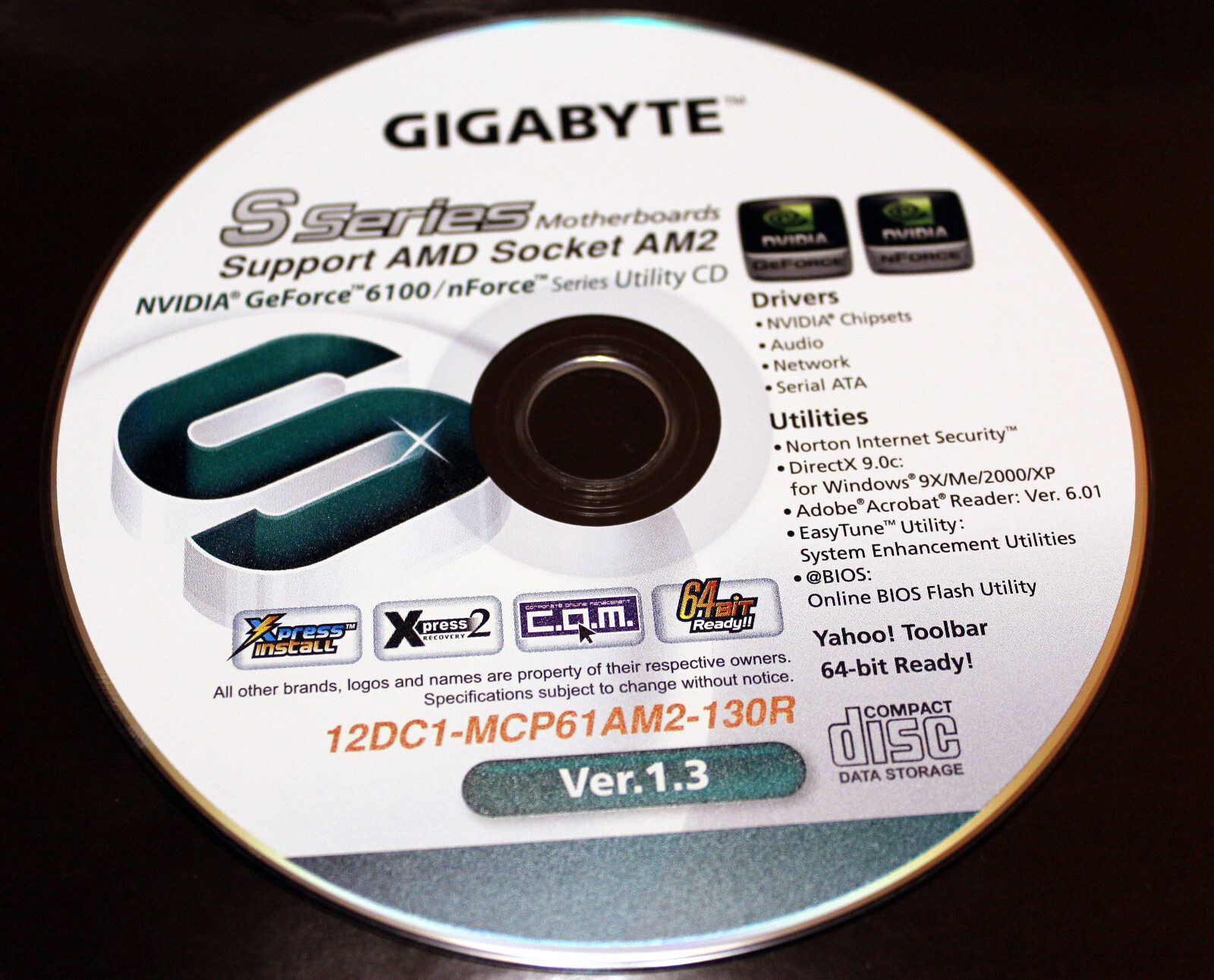Gigabyte S-Series Socket AM2 / Nvidia 1600 / 12DC1-MCP61AM2-130R Ver. 1.3