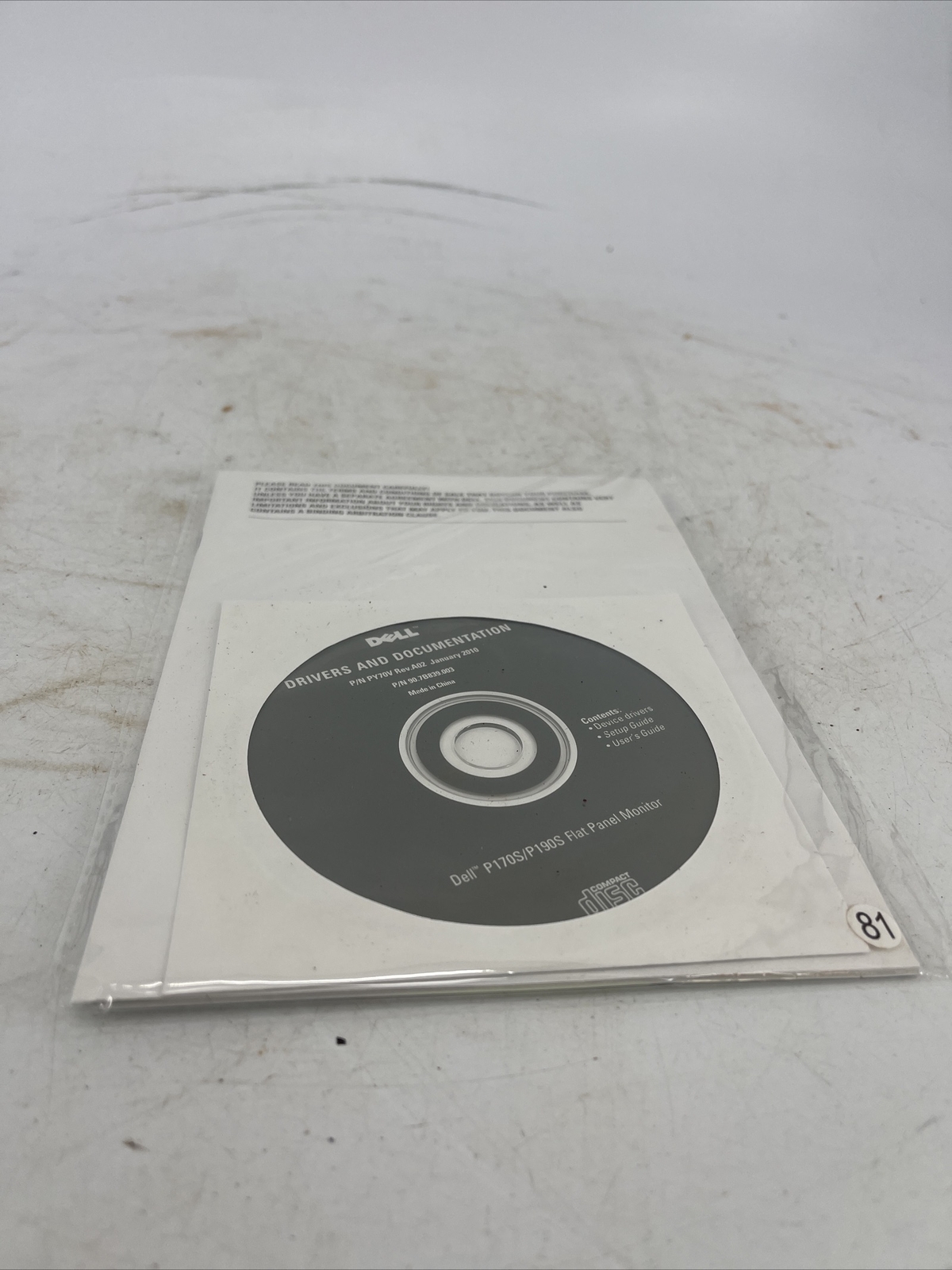 Dell Drivers and Documentation P/N PY70V Rev.A02 January 2010